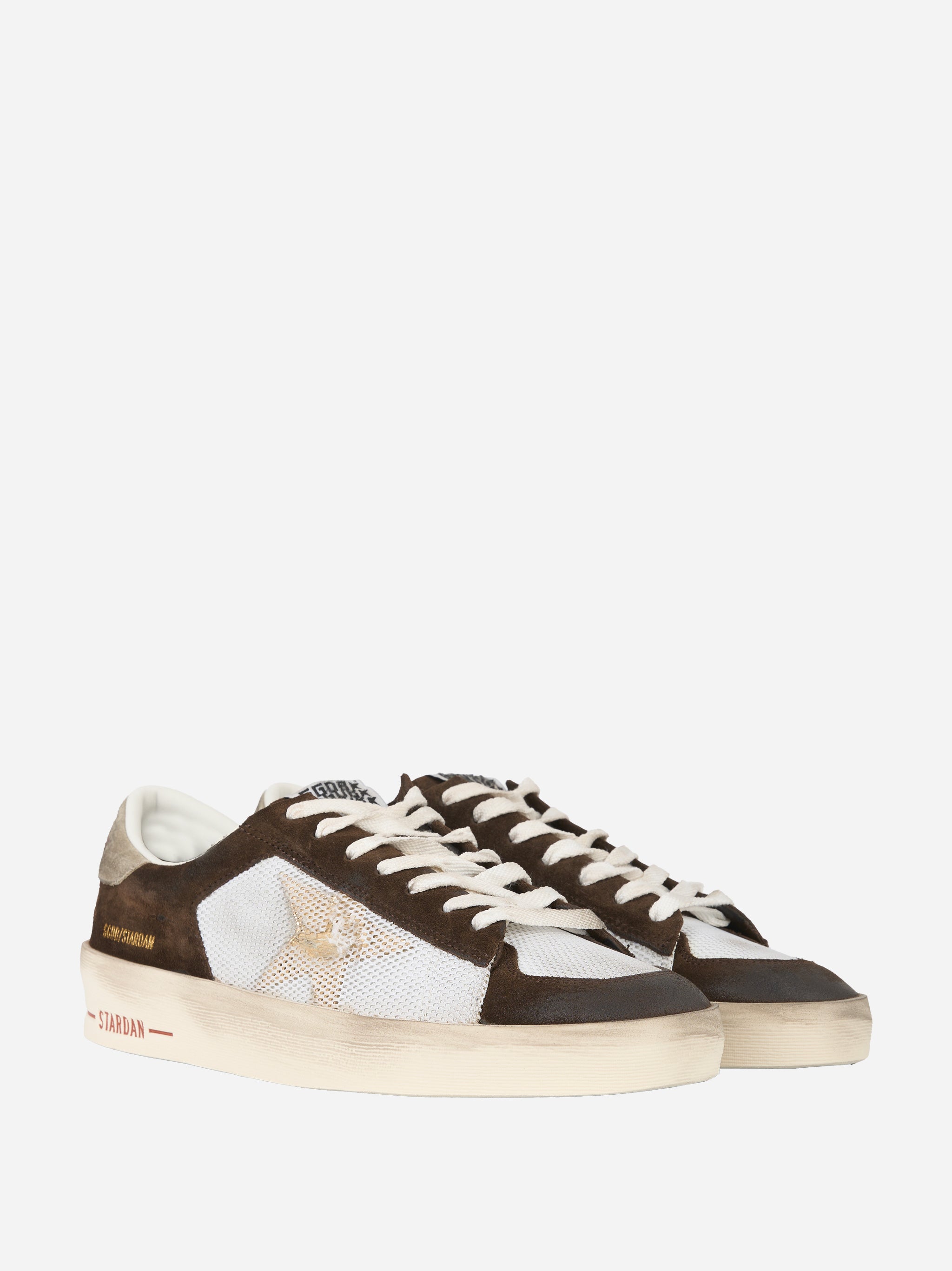 Sneakers Stardan in suede con inserto in rete e stella a contrasto Marrone