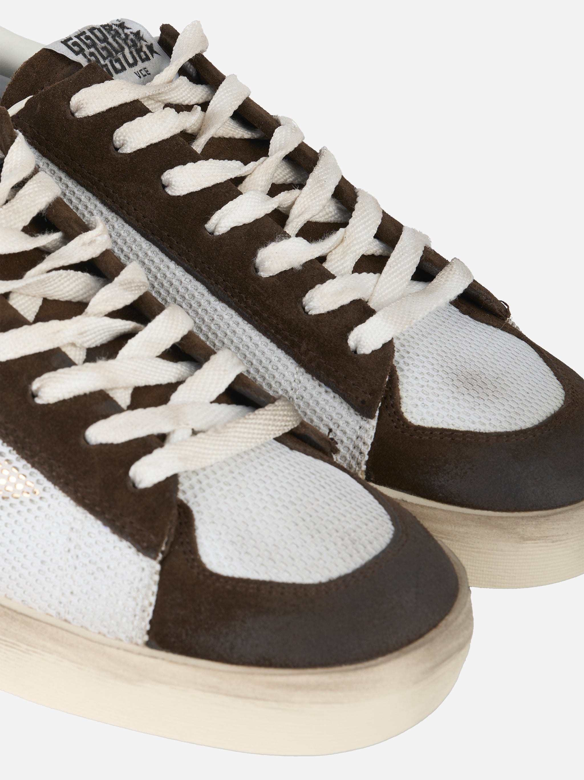 Sneakers Stardan in suede con inserto in rete e stella a contrasto Marrone