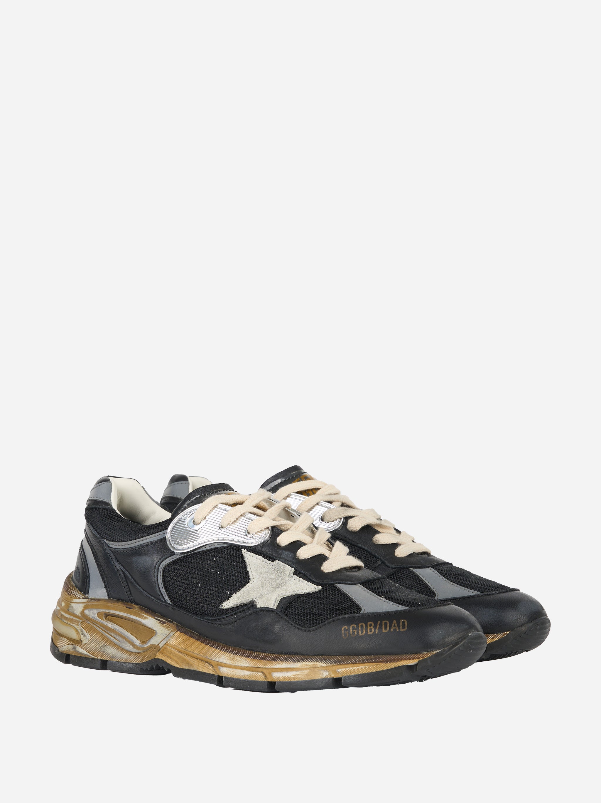 Sneakers Dad-Star Uomo in rete e nappa nere con stella color ghiaccio Nero