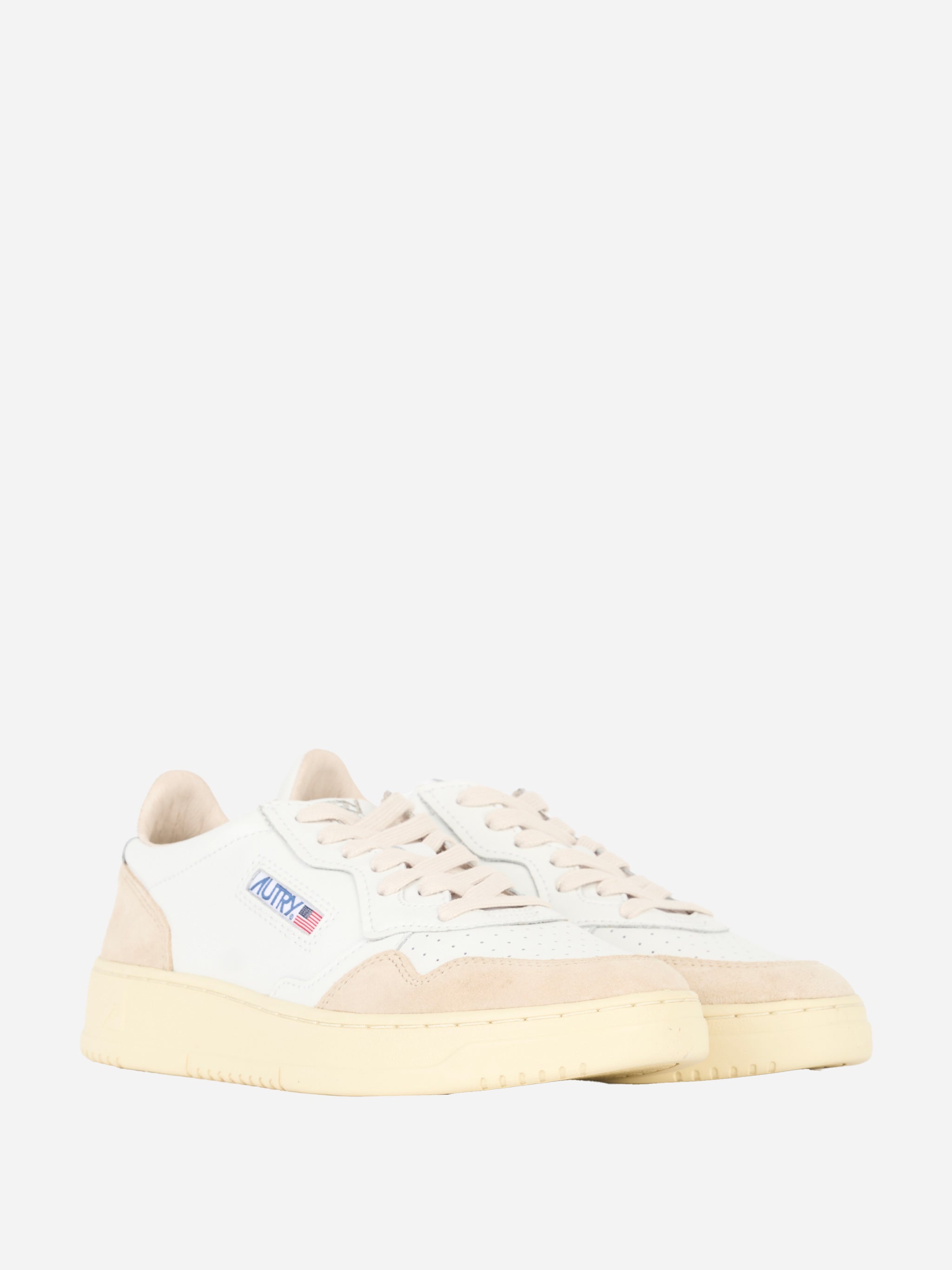 SNEAKERS MEDALIST LOW IN PELLE E SUEDE BIANCA CON TALLONCINO COLOR Bianco