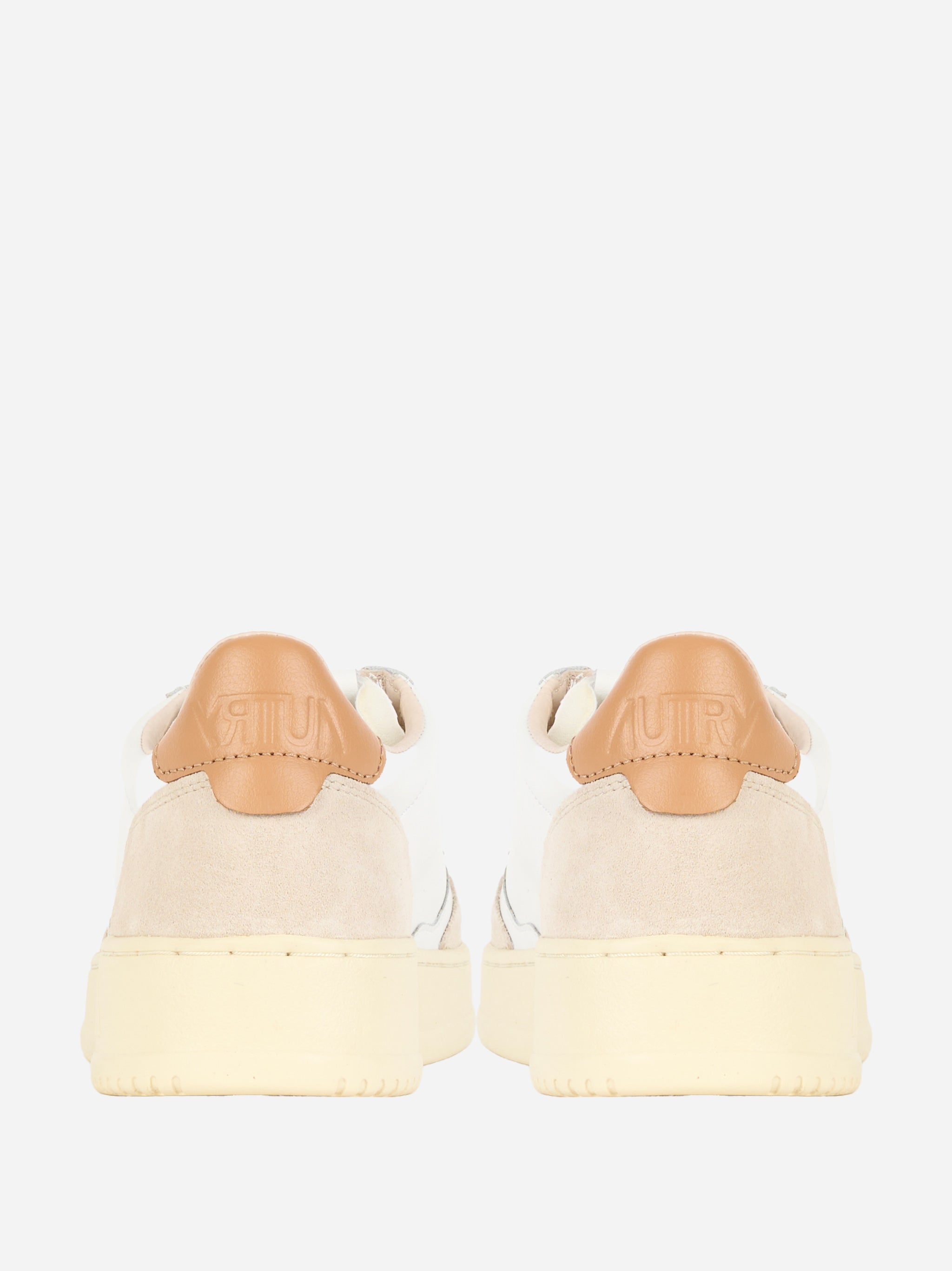 SNEAKERS MEDALIST LOW IN PELLE E SUEDE BIANCA CON TALLONCINO COLOR Beige