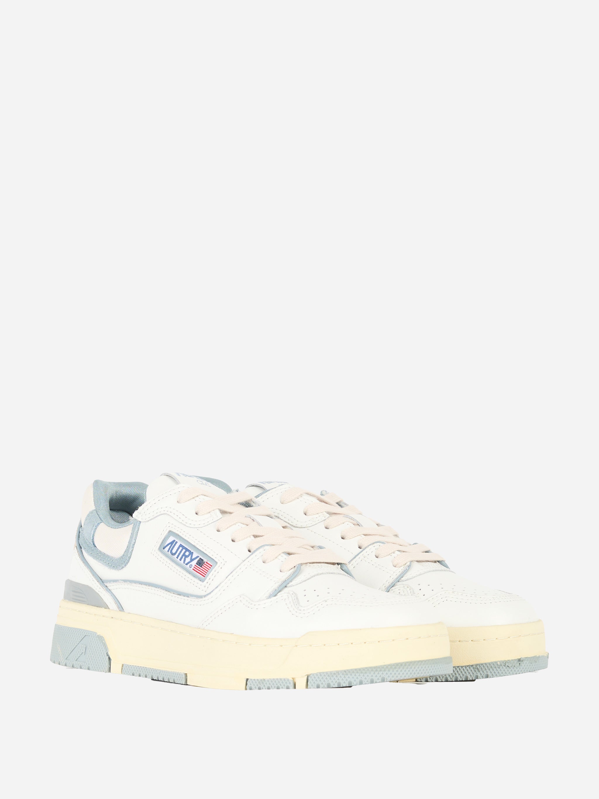 SNEAKERS CLC LOW IN PELLE BIANCA E SUEDE SILVER Blu