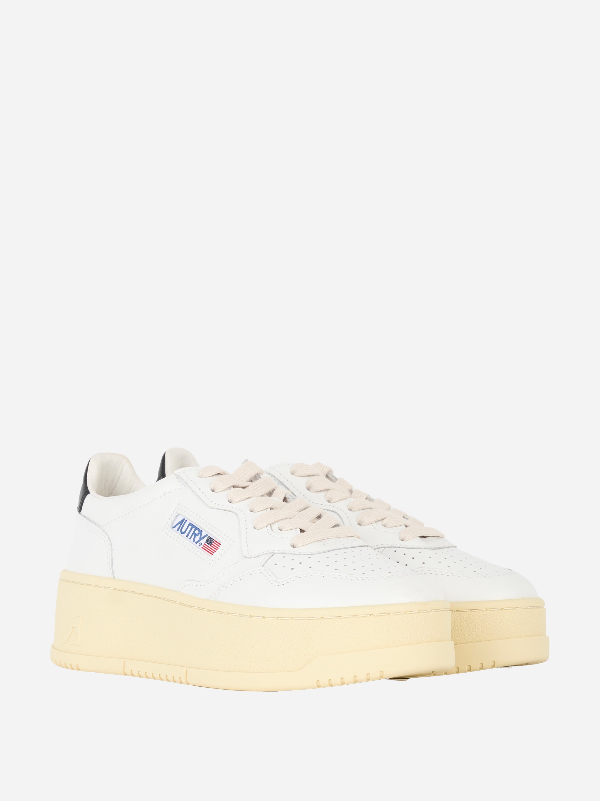 SNEAKERS MEDALIST PLATFORM IN PELLE COLORE BIANCO E Nero
