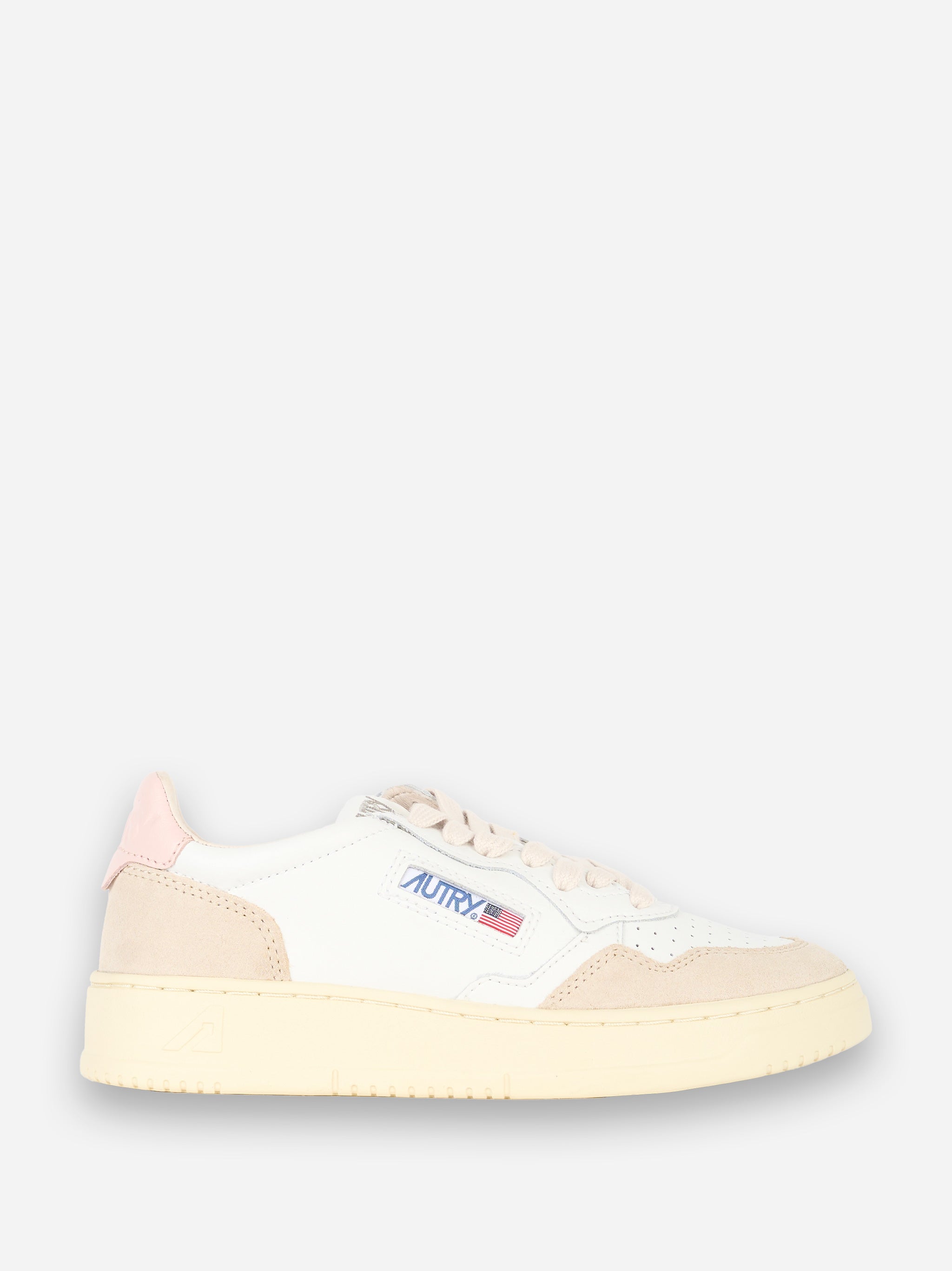 SNEAKERS MEDALIST LOW IN PELLE BIANCA E SUEDE CON TALLONCINO Rosa