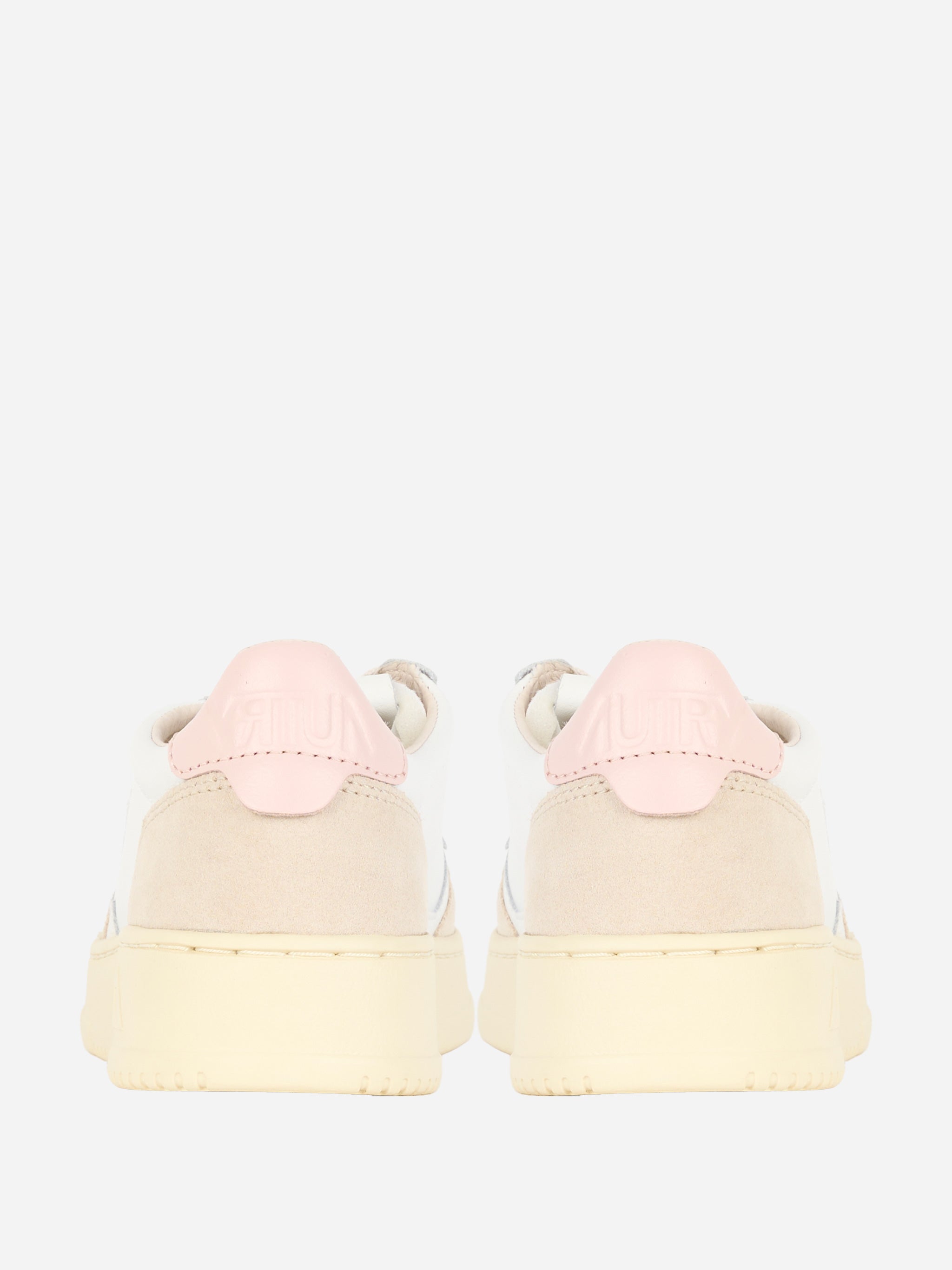 SNEAKERS MEDALIST LOW IN PELLE BIANCA E SUEDE CON TALLONCINO Rosa