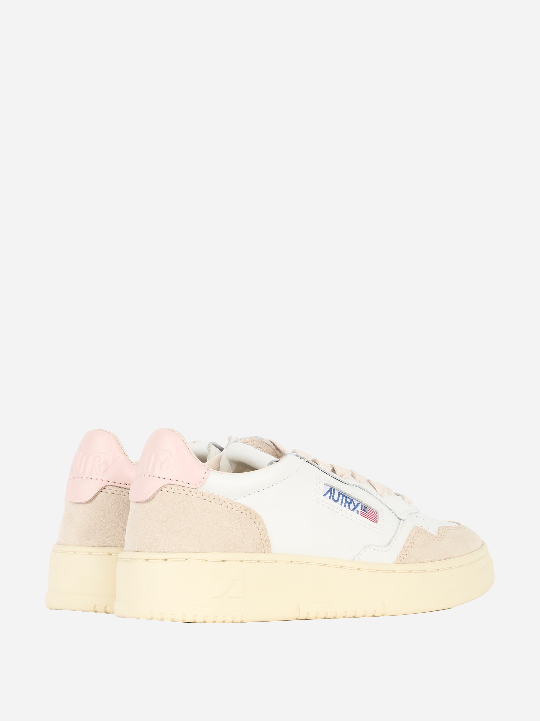 SNEAKERS MEDALIST LOW IN PELLE BIANCA E SUEDE CON TALLONCINO Rosa