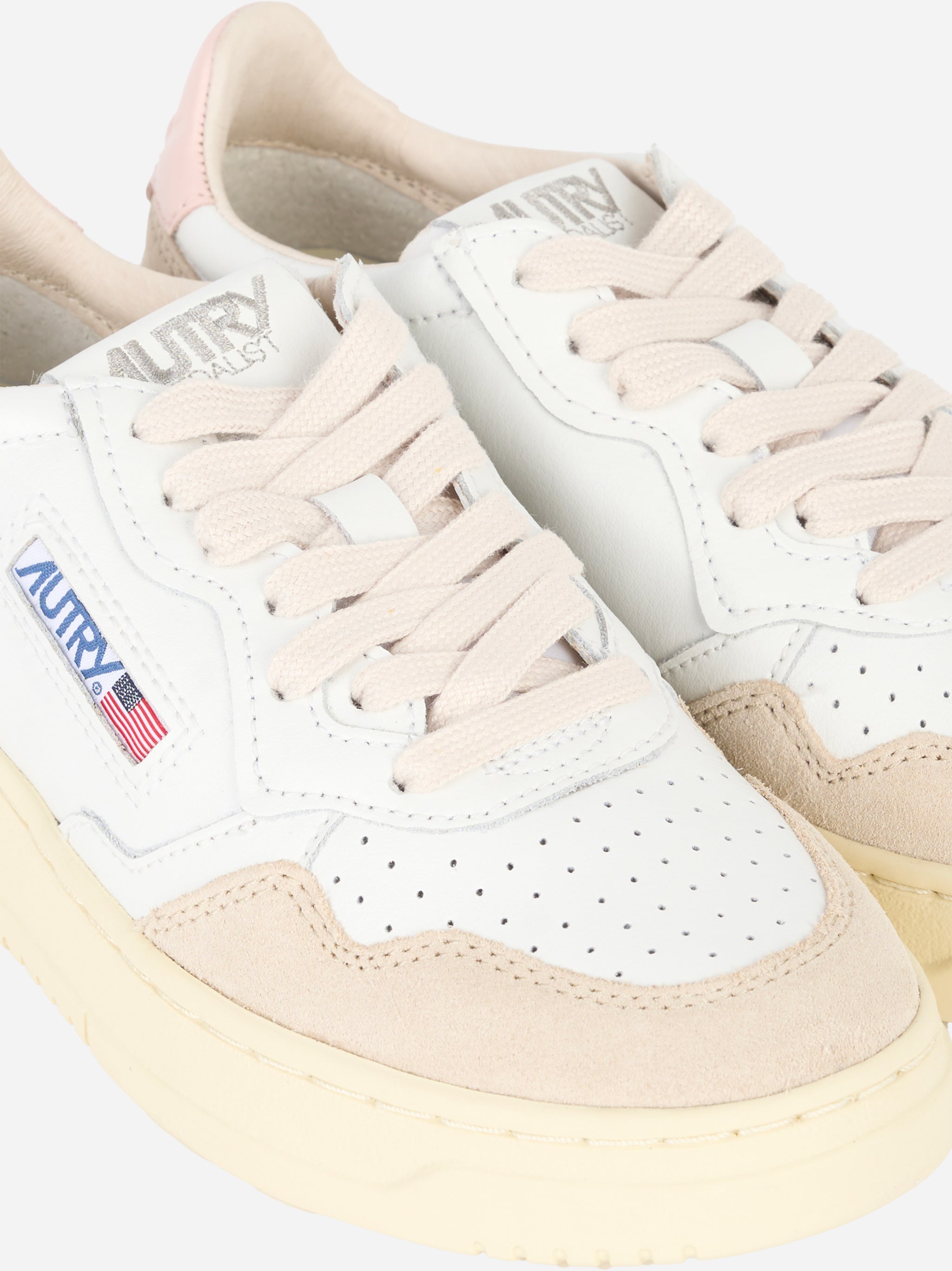 SNEAKERS MEDALIST LOW IN PELLE BIANCA E SUEDE CON TALLONCINO Rosa