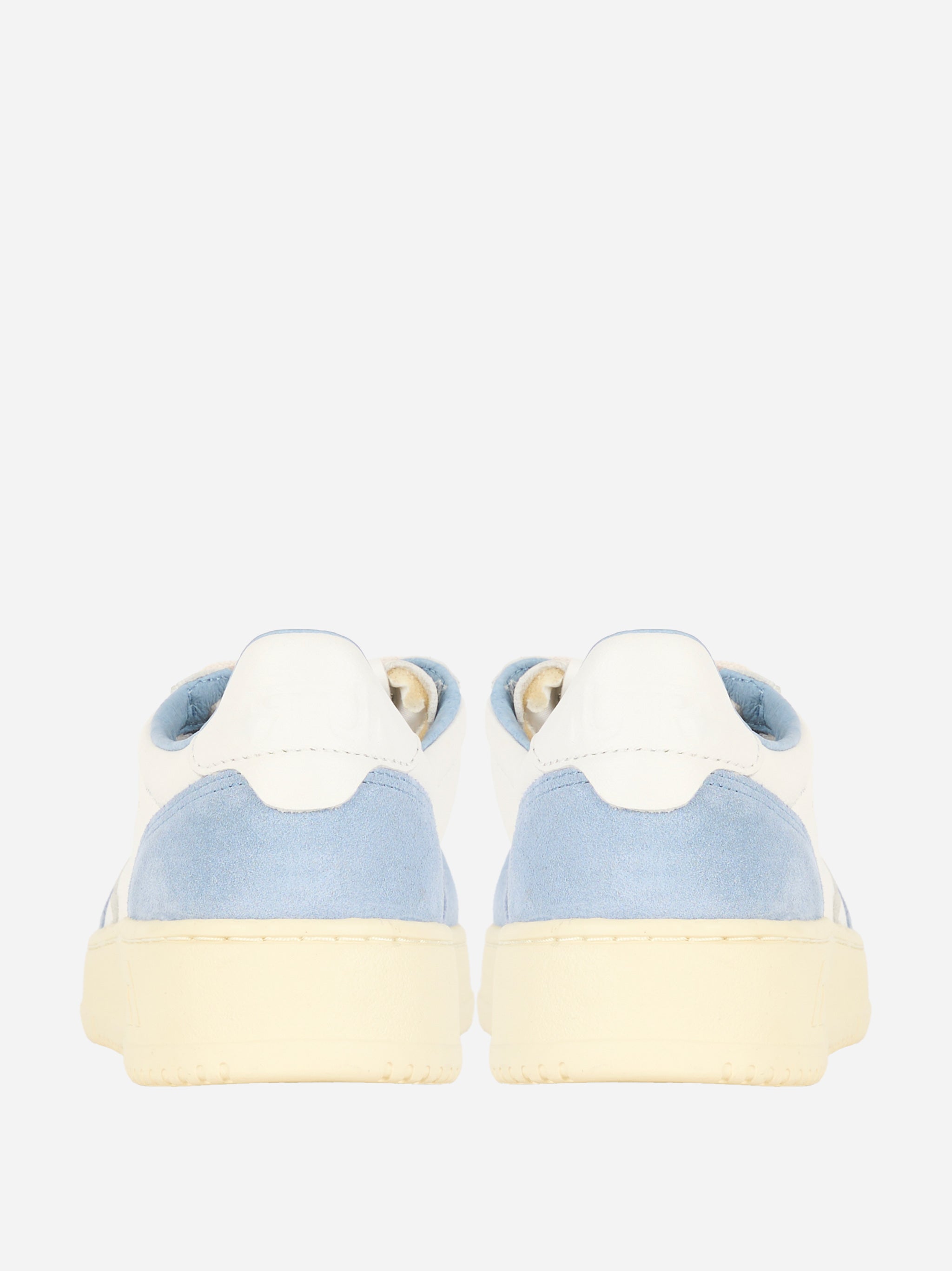 SNEAKERS MEDALIST LOW IN PELLE E SUEDE COLORE BIANCO E Celeste