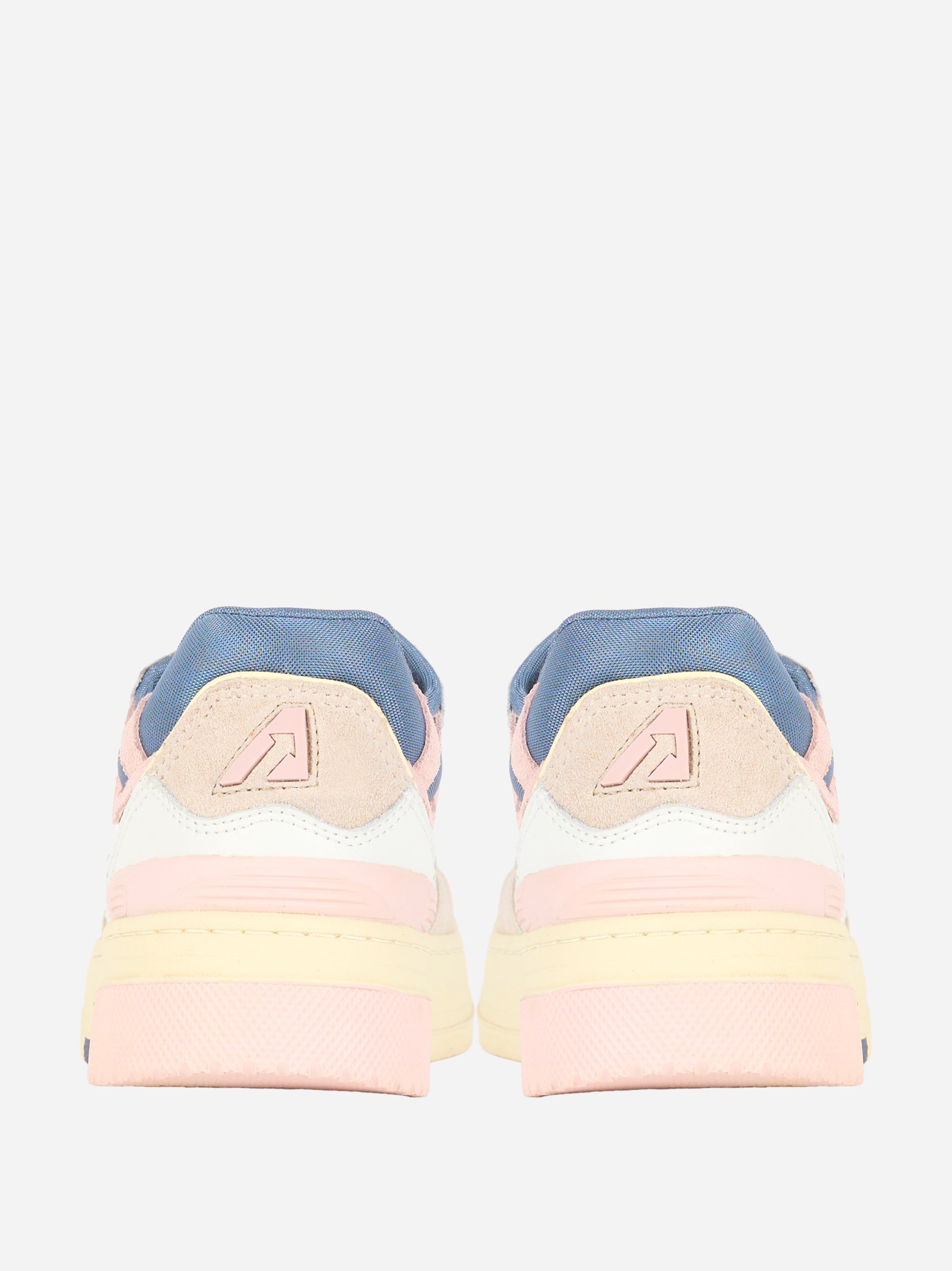 SNEAKERS CLC LOW IN PELLE E SUEDE COLORE BIANCO E Blu
