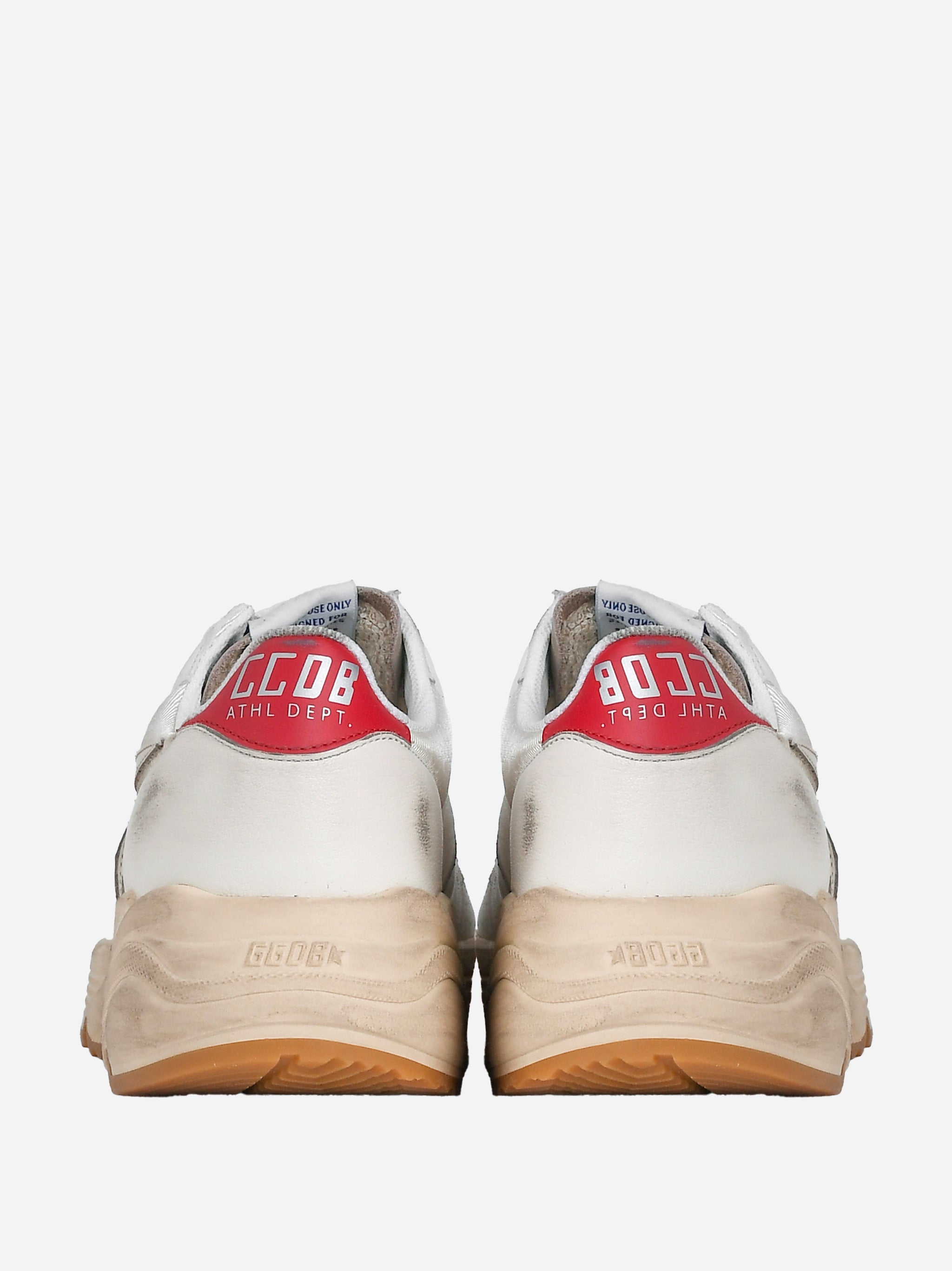 Sneakers Running Sole in pelle con inserti in suede e talloncino a contrasto Bianco
