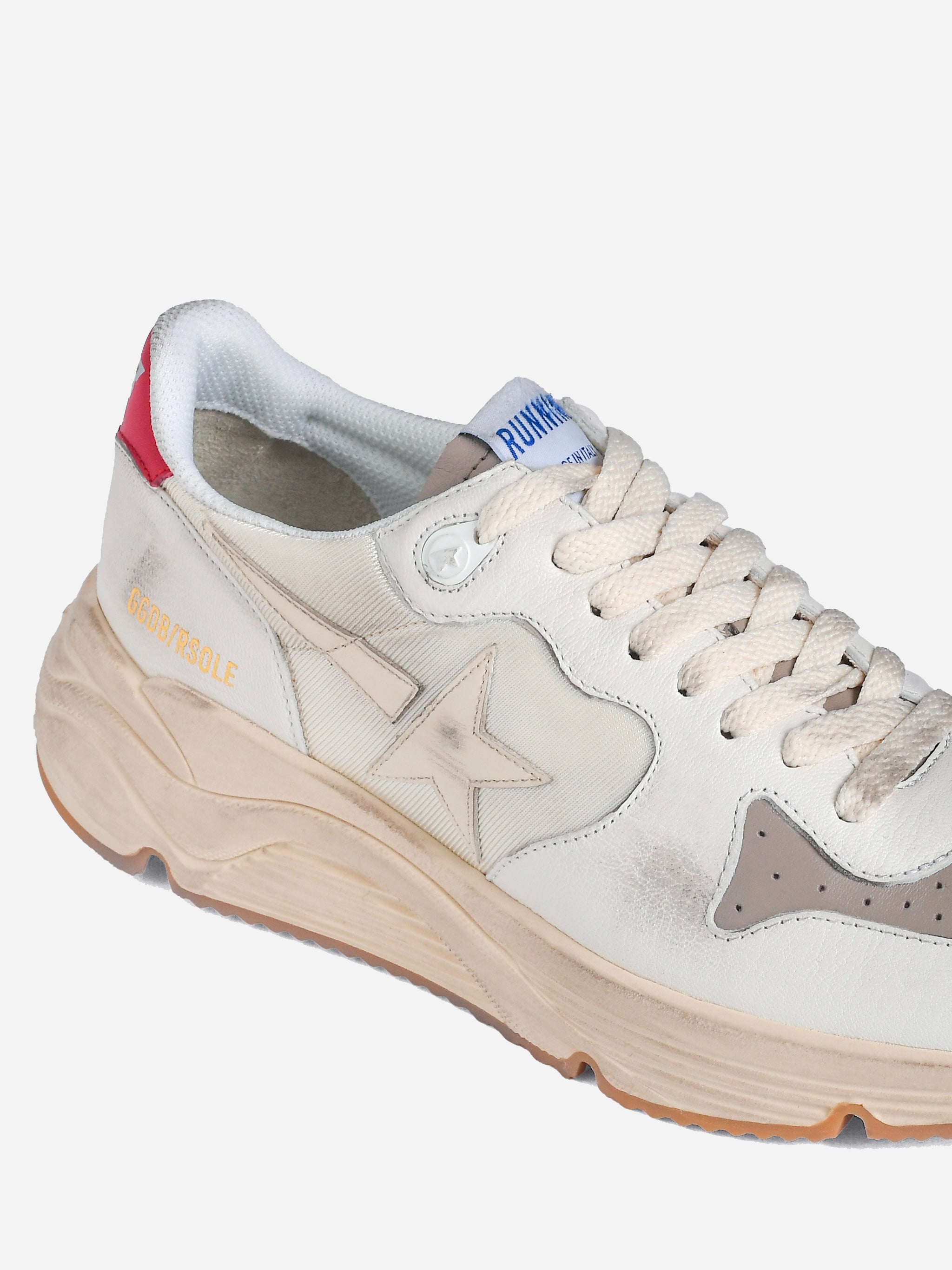 Sneakers Running Sole in pelle con inserti in suede e talloncino a contrasto Bianco