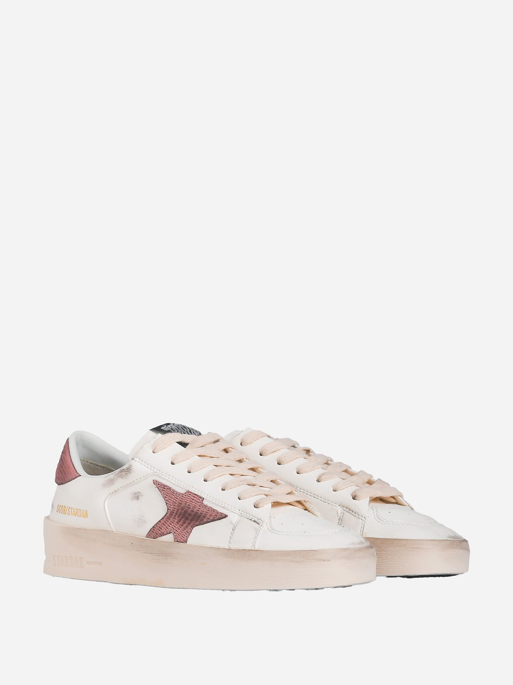 Sneaker Stardan in nappa con stella e talloncino stampato rosa Bianco