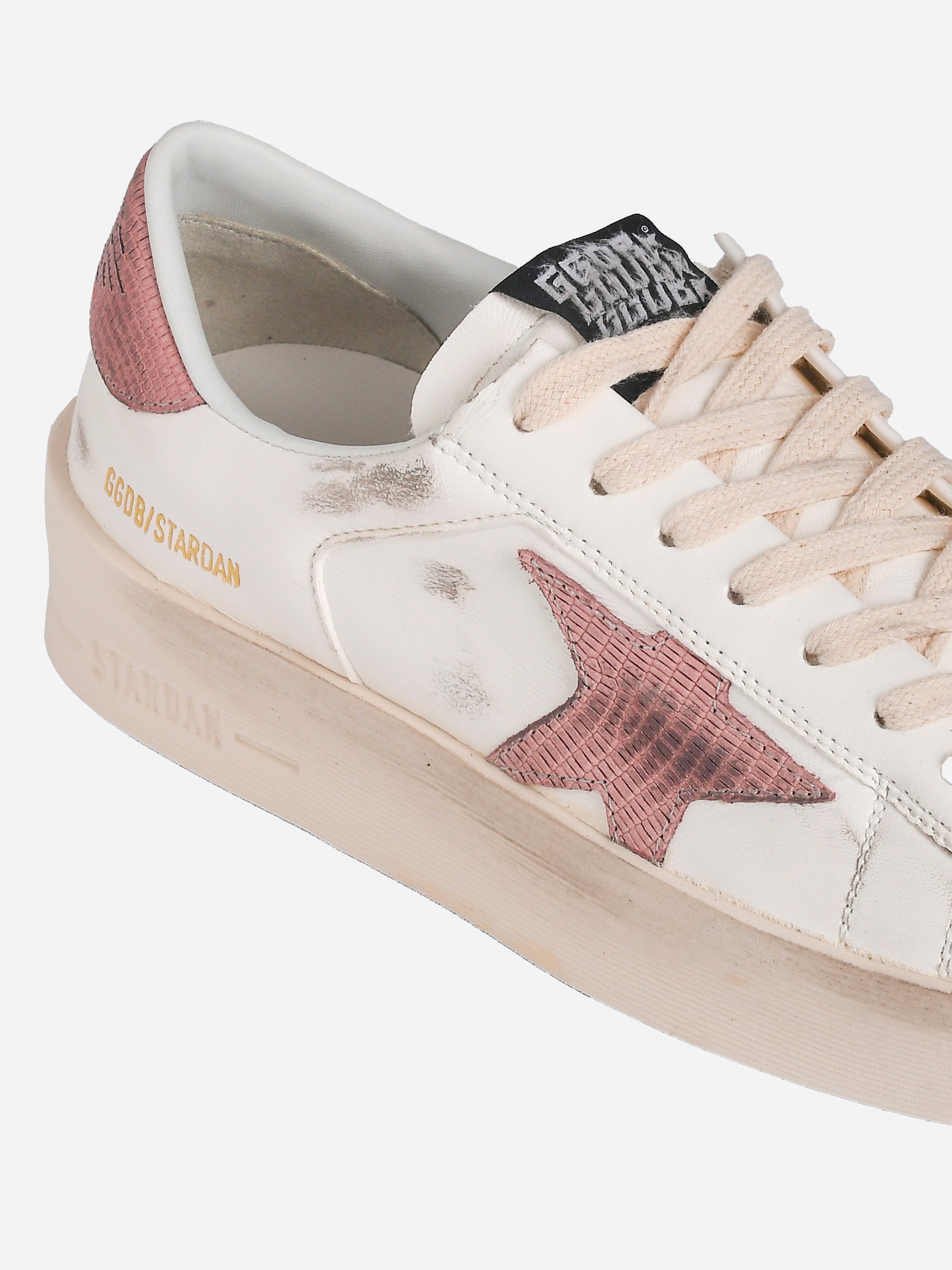 Sneaker Stardan in nappa con stella e talloncino stampato rosa Bianco