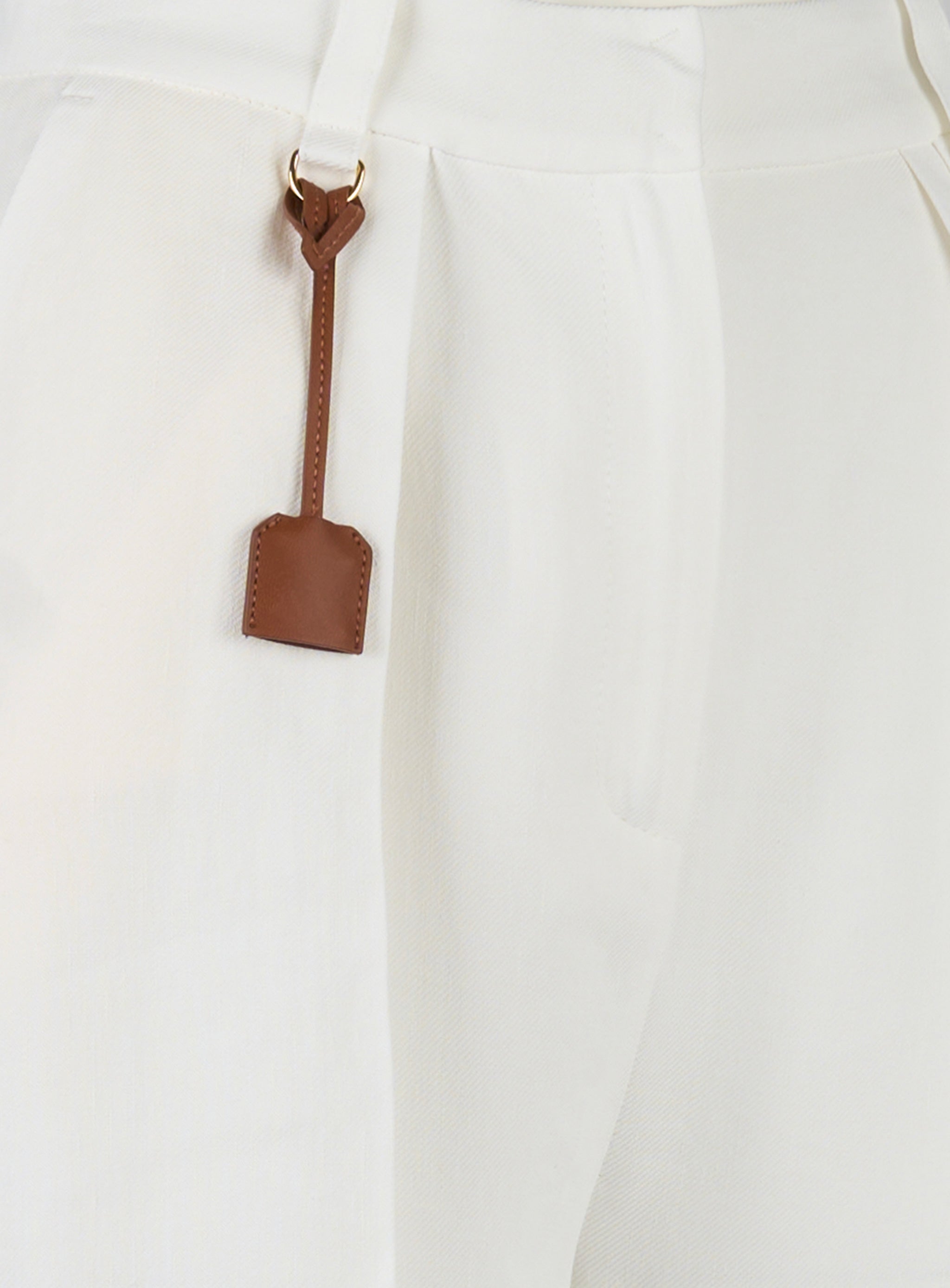 Pantaloni in gabardina di misto lino con pinces Bianco