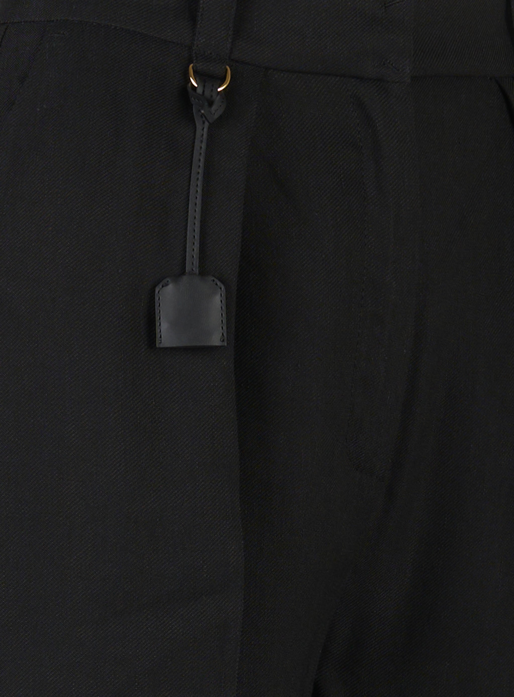 Pantaloni in gabardina di misto lino con pinces Nero