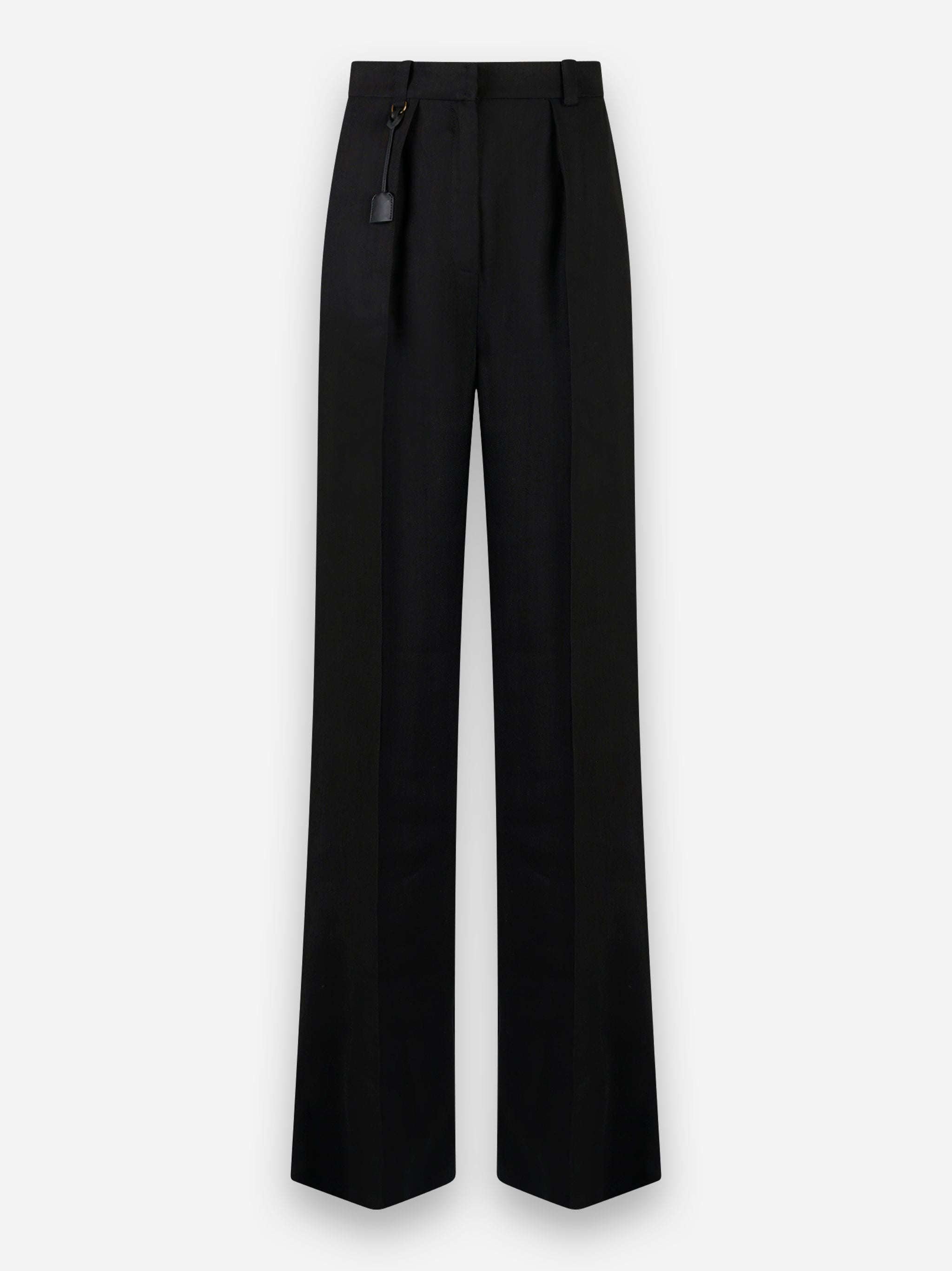 Pantaloni in gabardina di misto lino con pinces Nero