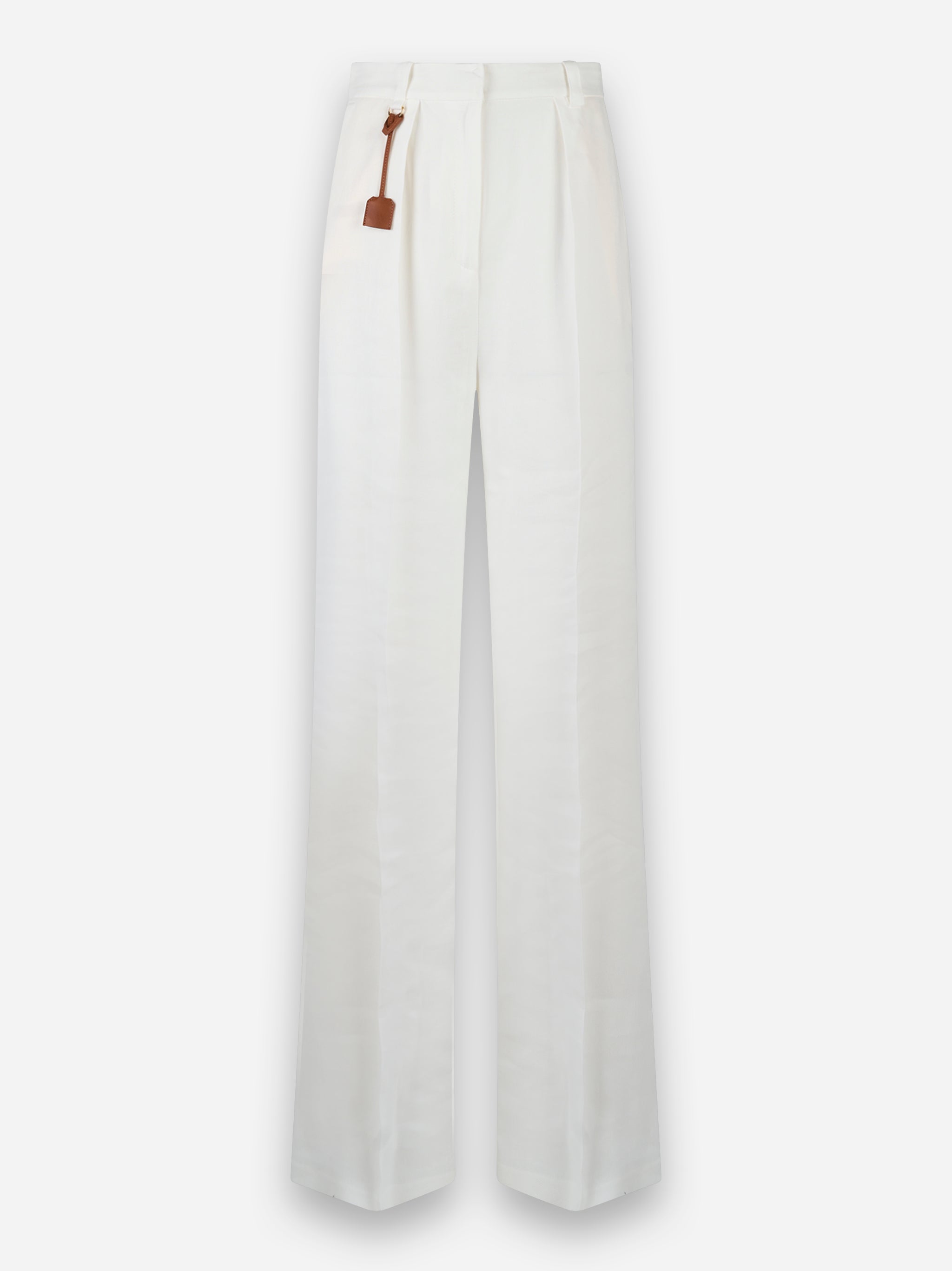 Pantaloni in gabardina di misto lino con pinces Bianco