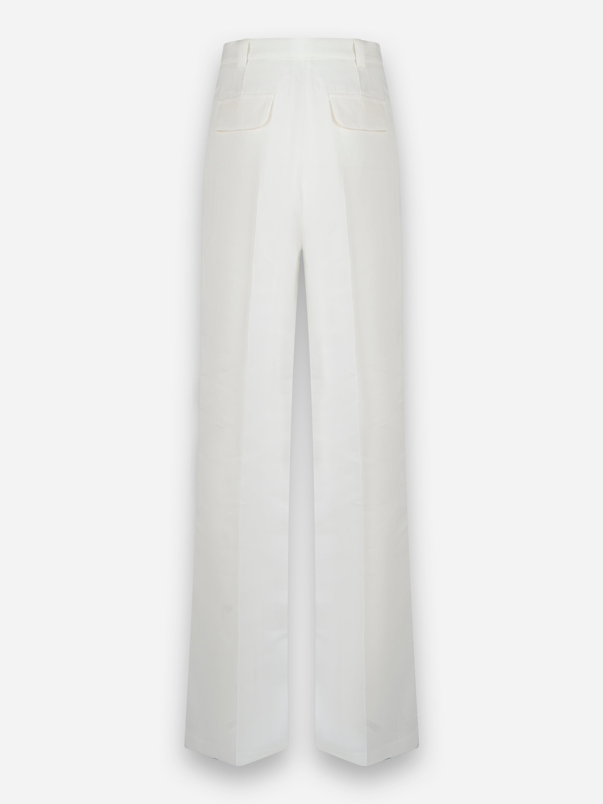 Pantaloni in gabardina di misto lino con pinces Bianco