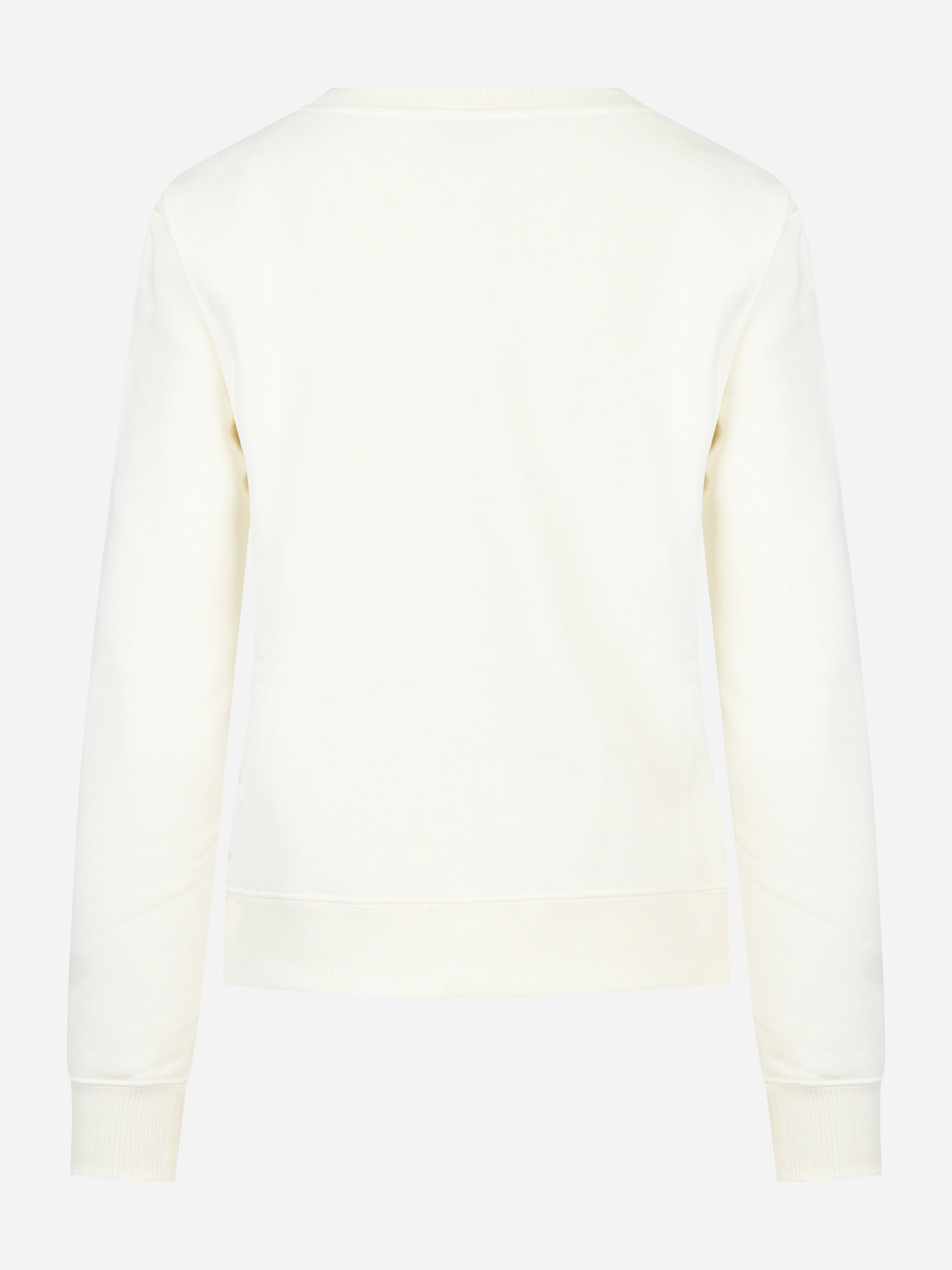 Felpa girocollo bianca slim con logo ricamato sul petto