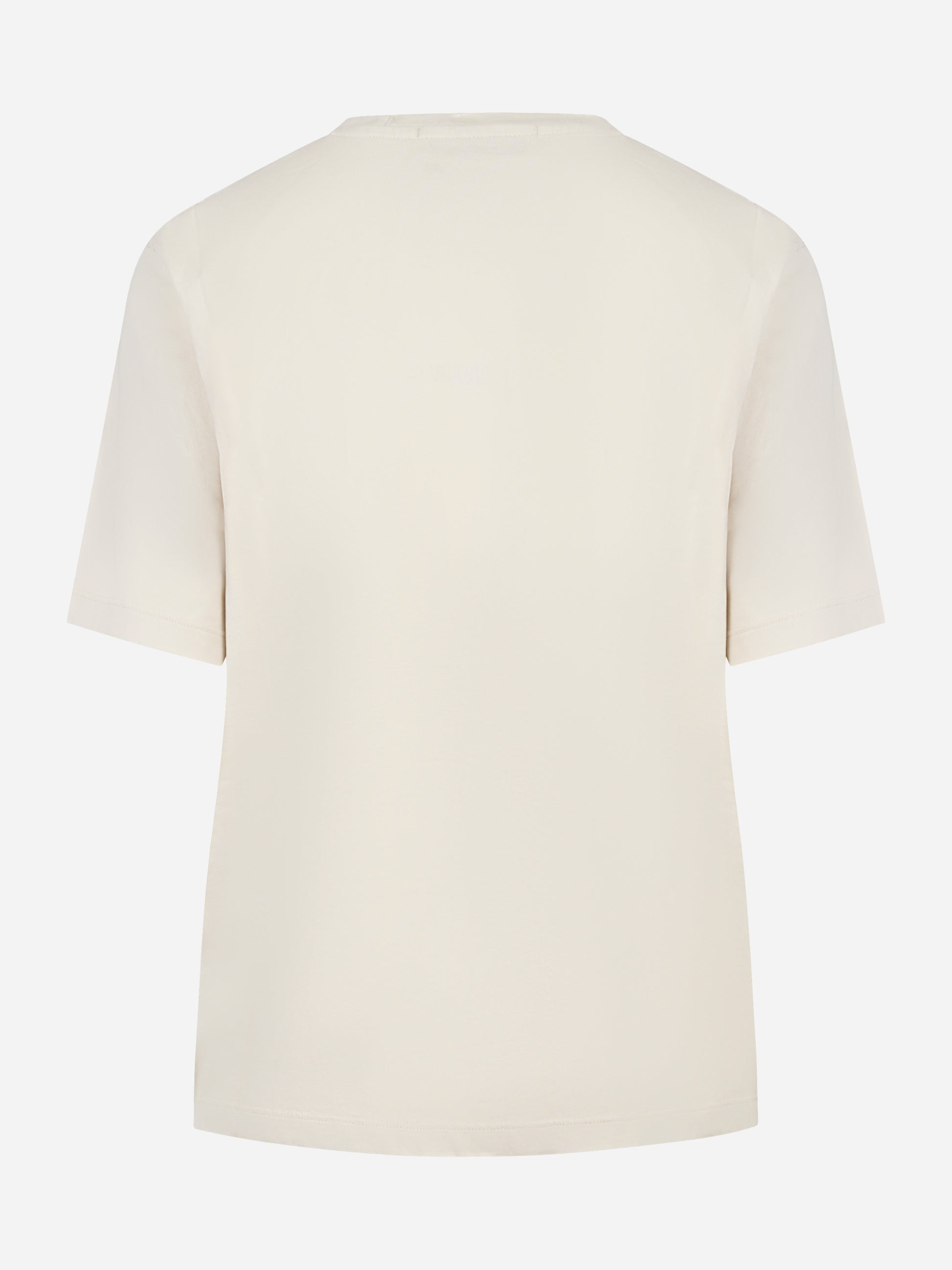 T-shirt girocollo bianca con applicazione logo