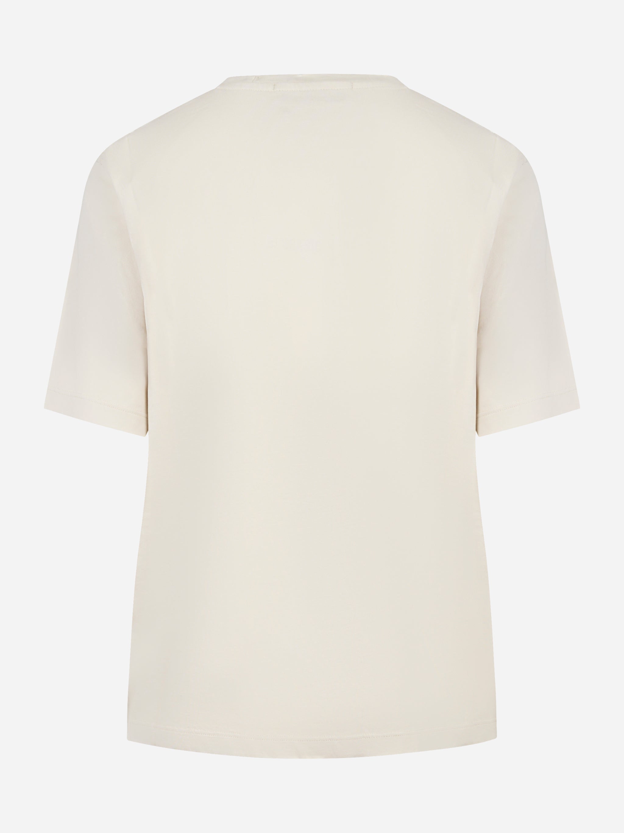 T-shirt girocollo bianca con applicazione logo