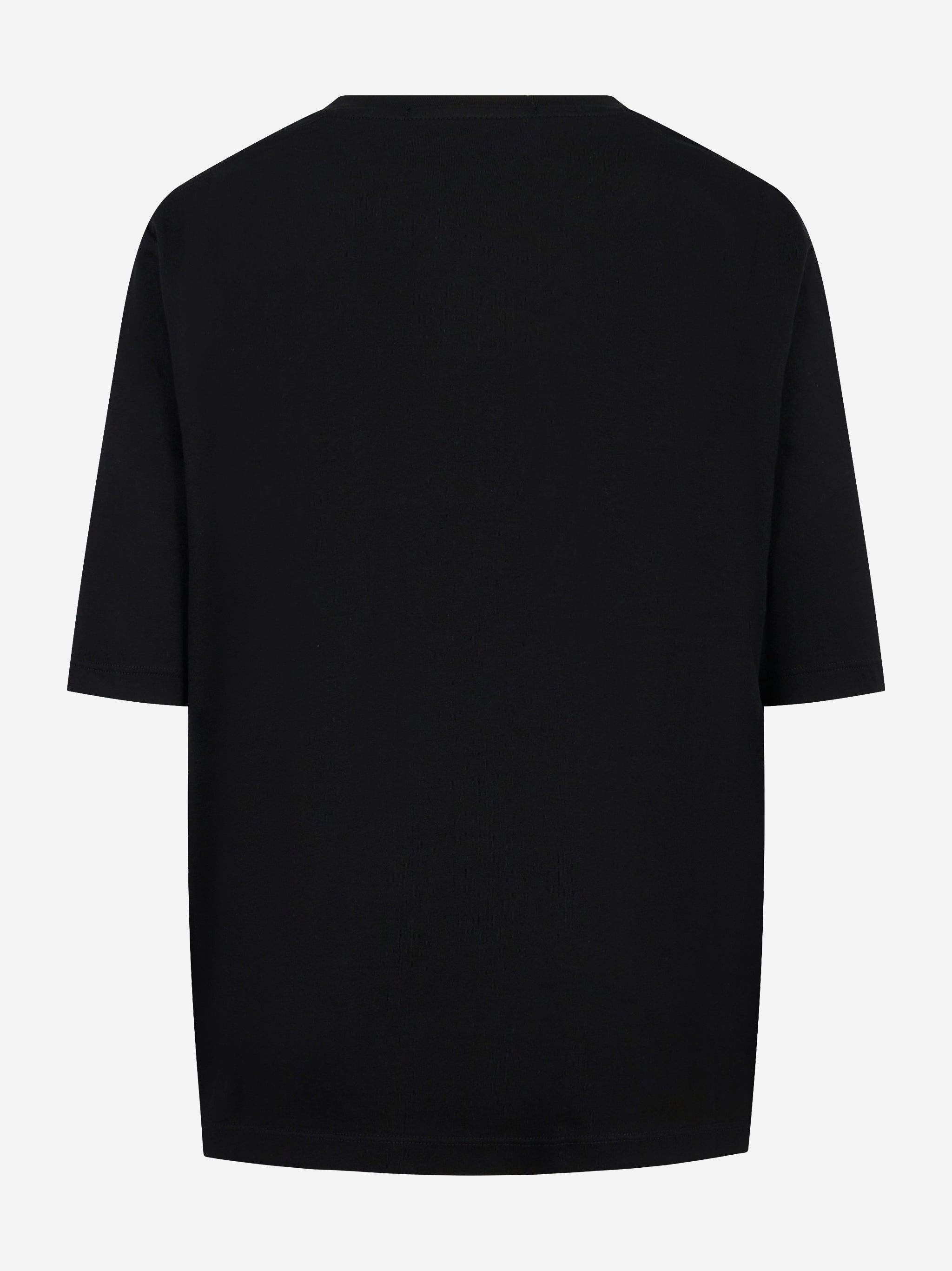 T-shirt girocollo nera con applicazione logo