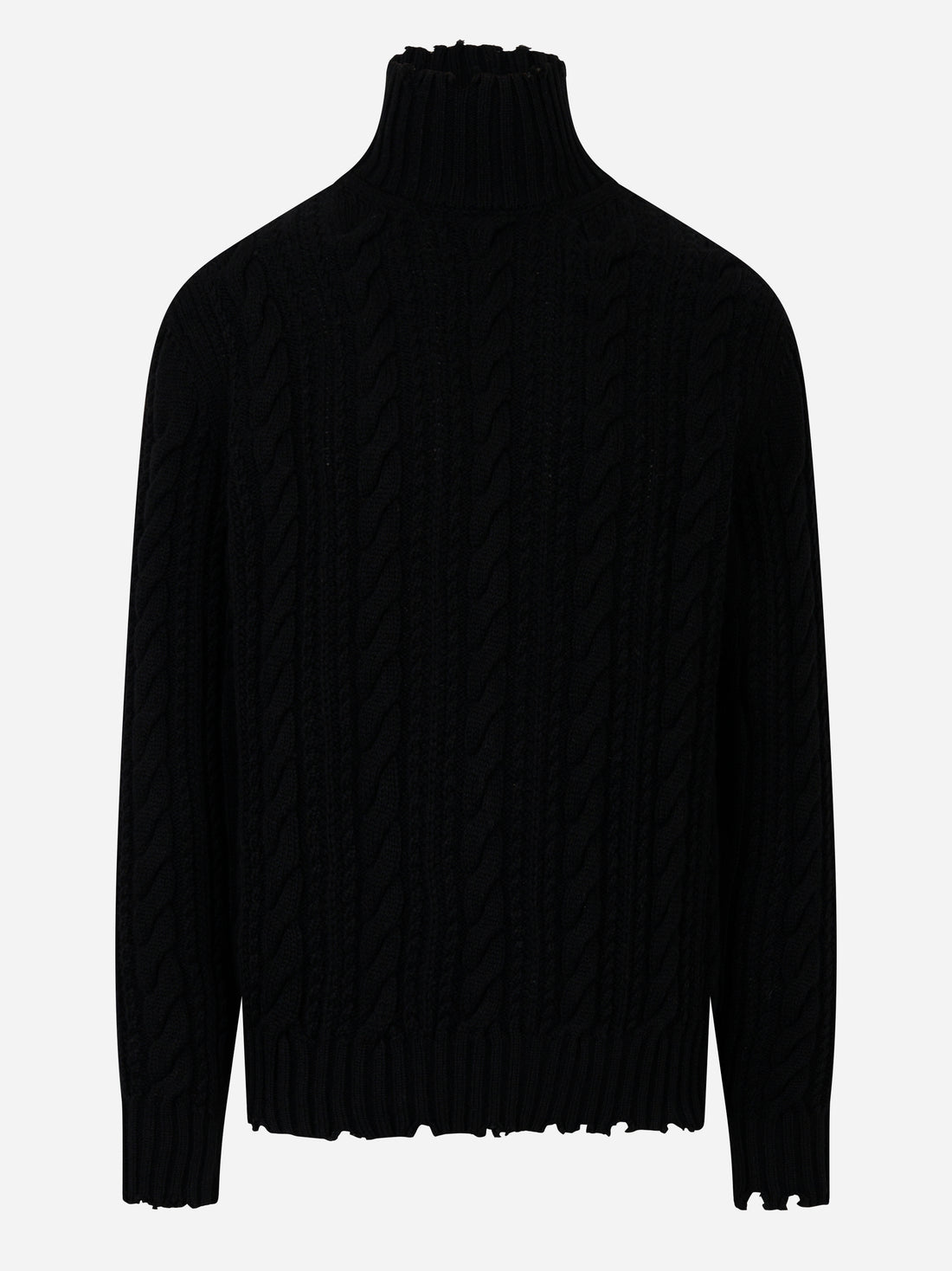 Maglia dolcevita con lavorazione a treccia Nera