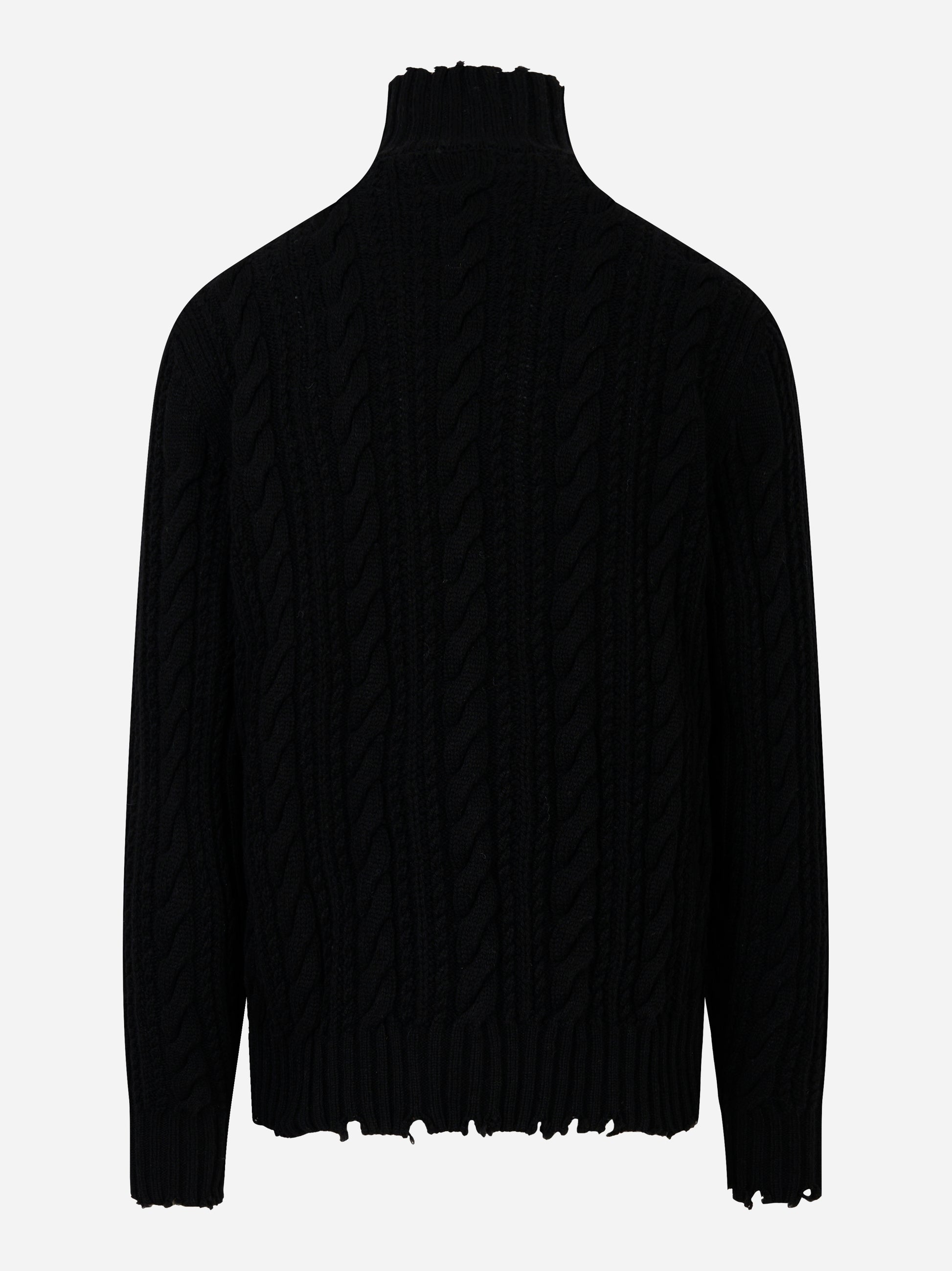 Maglia dolcevita con lavorazione a treccia Nera