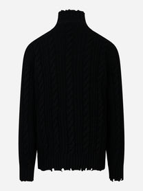 Maglia dolcevita con lavorazione a treccia Nera