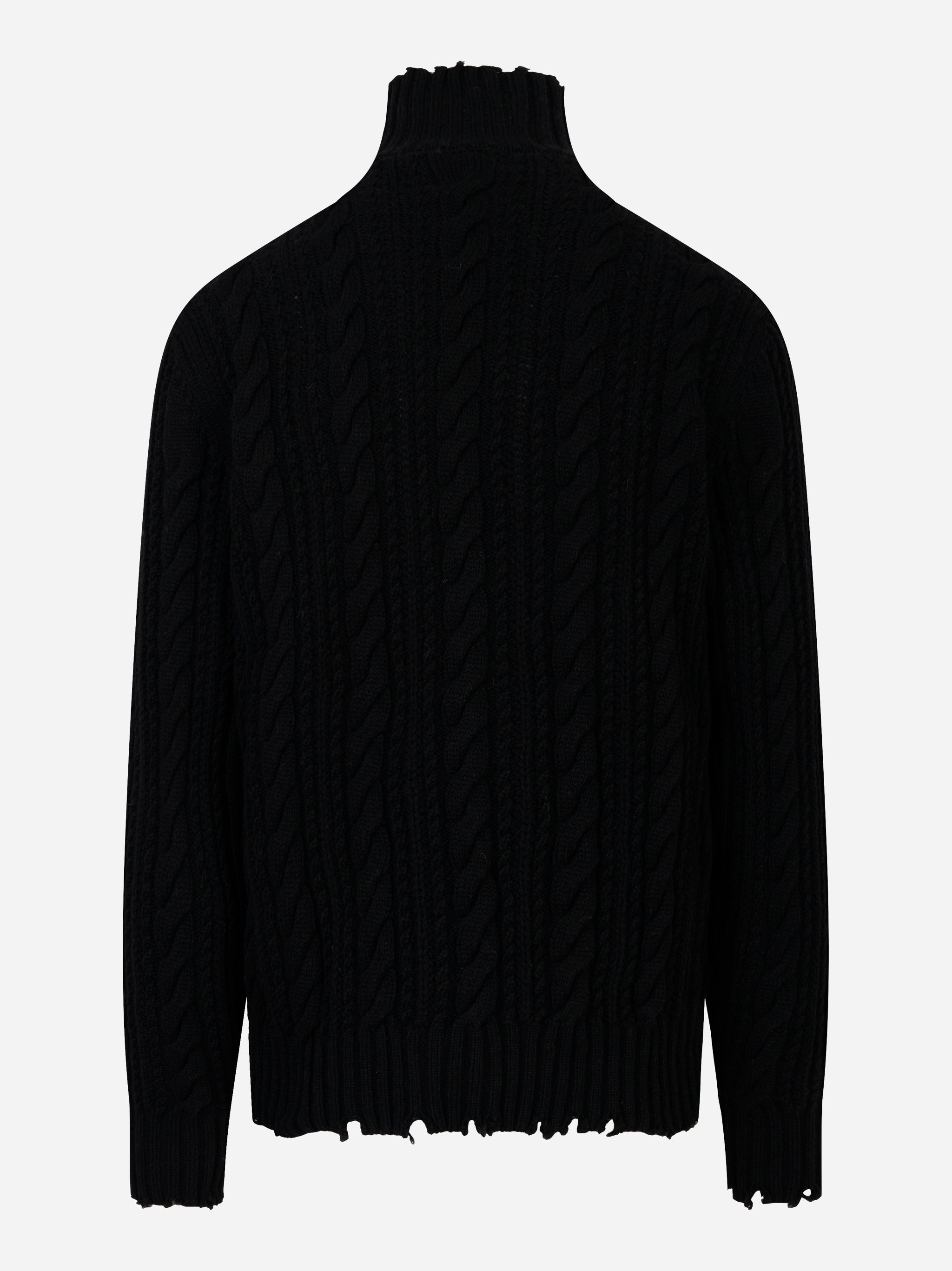 Maglia dolcevita con lavorazione a treccia Nera