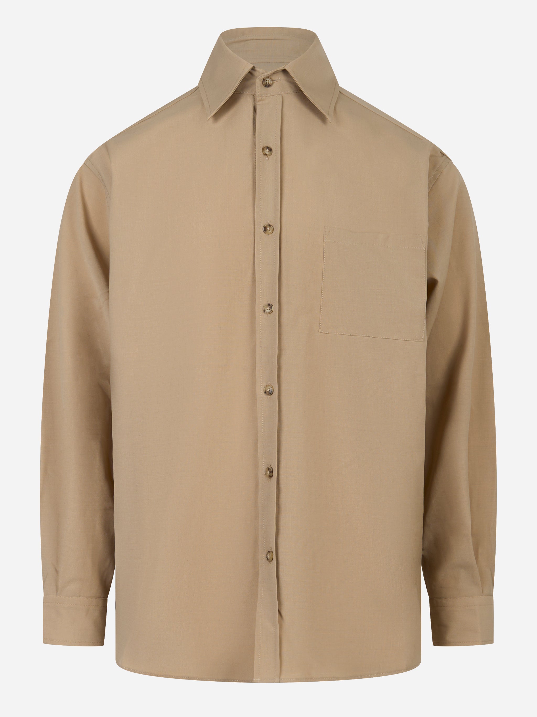 Camicia over con taschino Beige