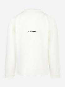 T-shirt manica lunga con logo Bianca