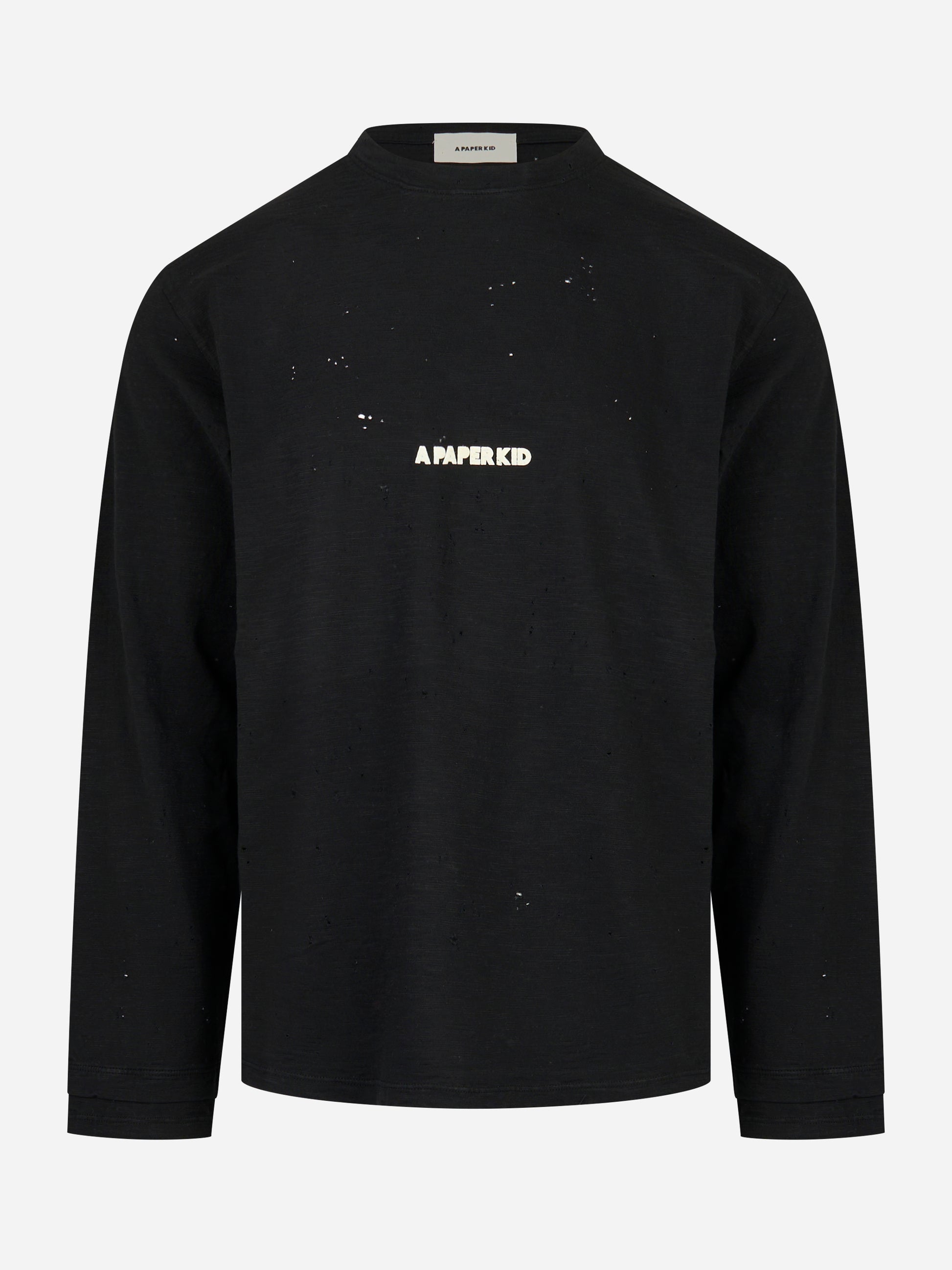 T-shirt manica lunga con logo Nera