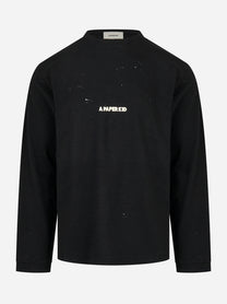 T-shirt manica lunga con logo Nera