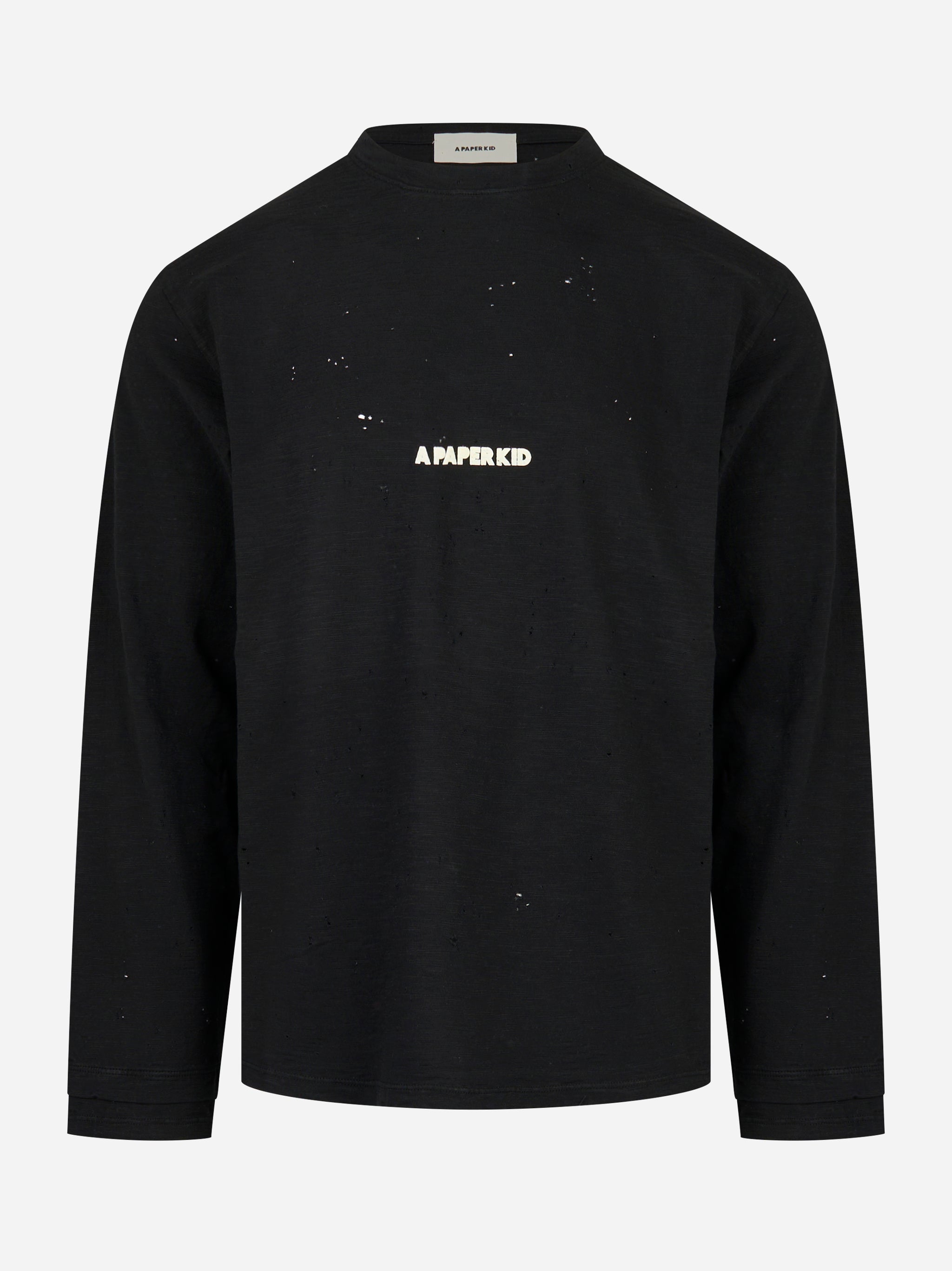 T-shirt manica lunga con logo Nera