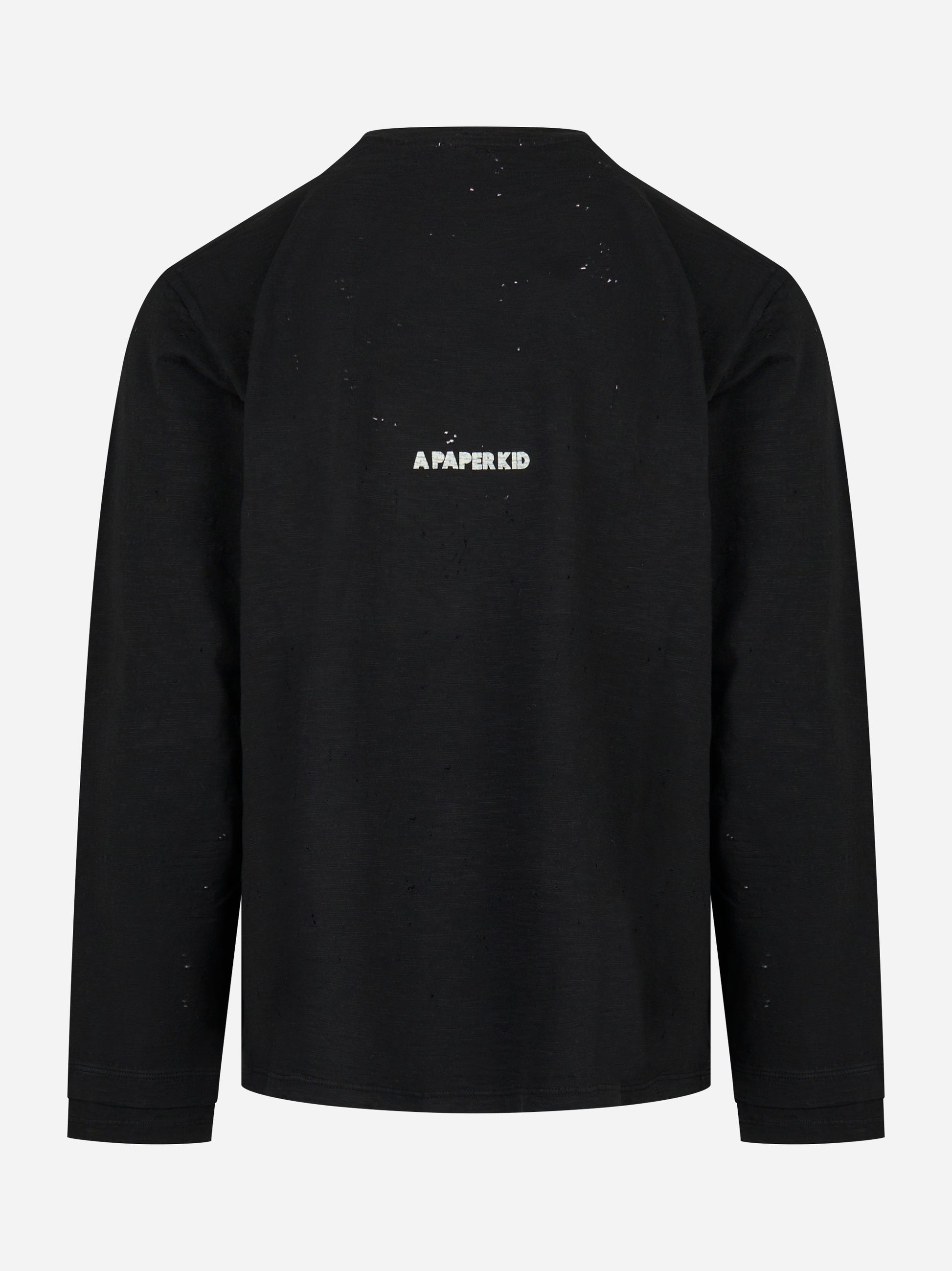 T-shirt manica lunga con logo Nera