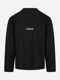 T-shirt manica lunga con logo Nera