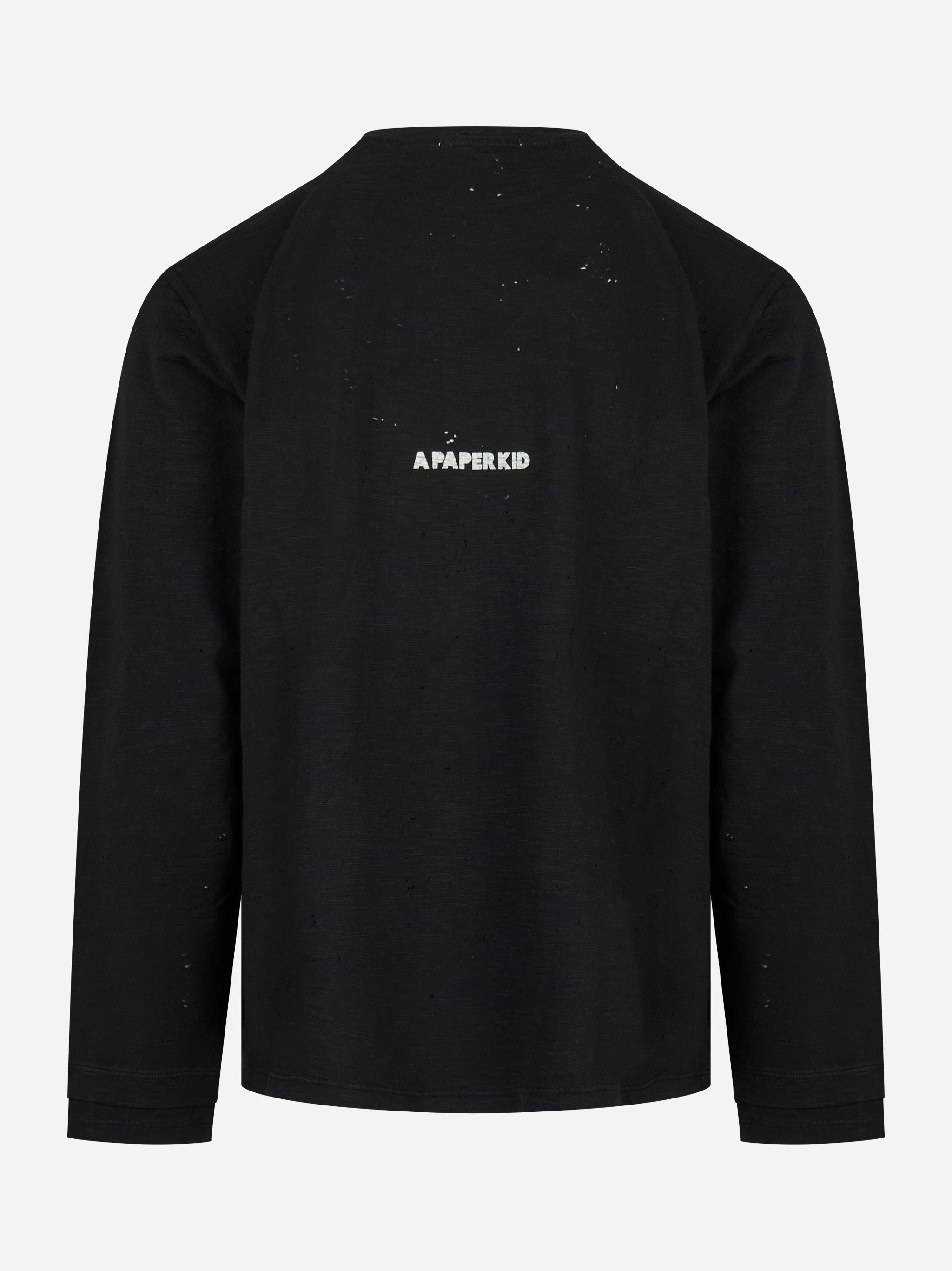 T-shirt manica lunga con logo Nera