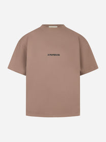 T-shirt oversize con stampa logo Beige