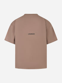 T-shirt oversize con stampa logo Beige