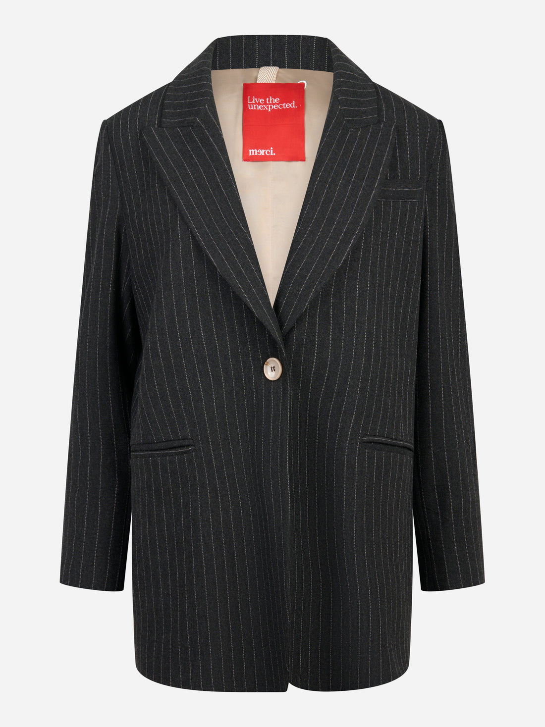 Blazer over grigio con motivo gessato