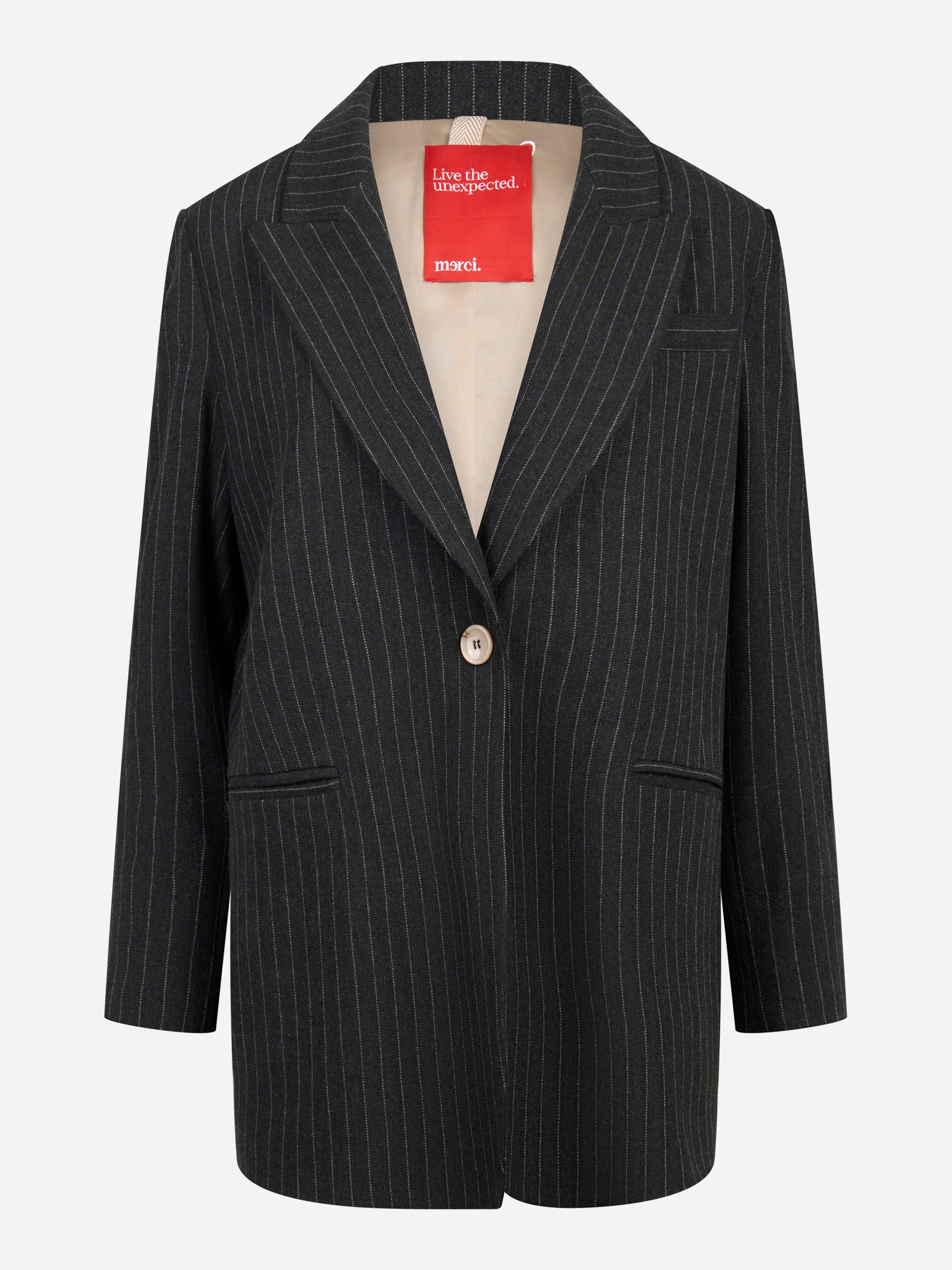 Blazer over grigio con motivo gessato