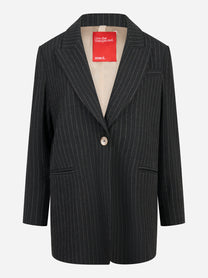 Blazer over grigio con motivo gessato