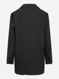 Blazer over grigio con motivo gessato