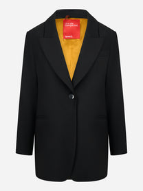 Blazer over in fresco lana stretch nero