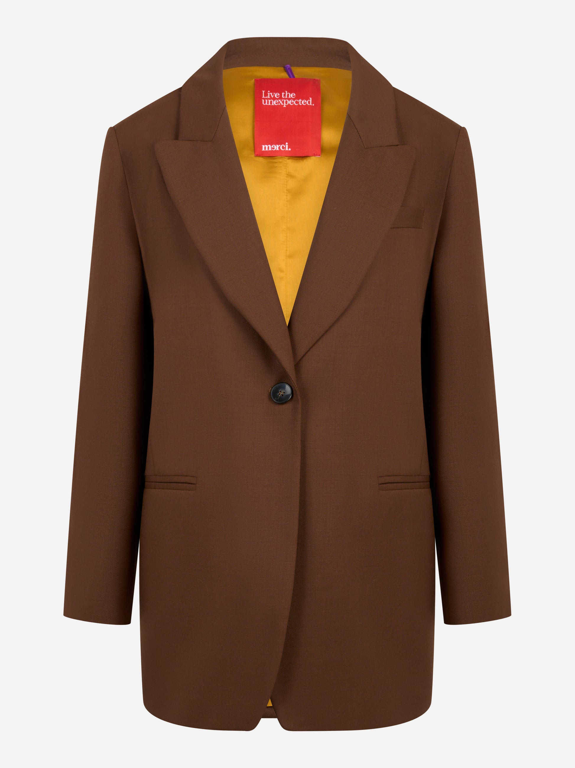 Blazer over in fresco lana stretch marrone