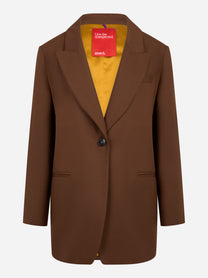 Blazer over in fresco lana stretch marrone