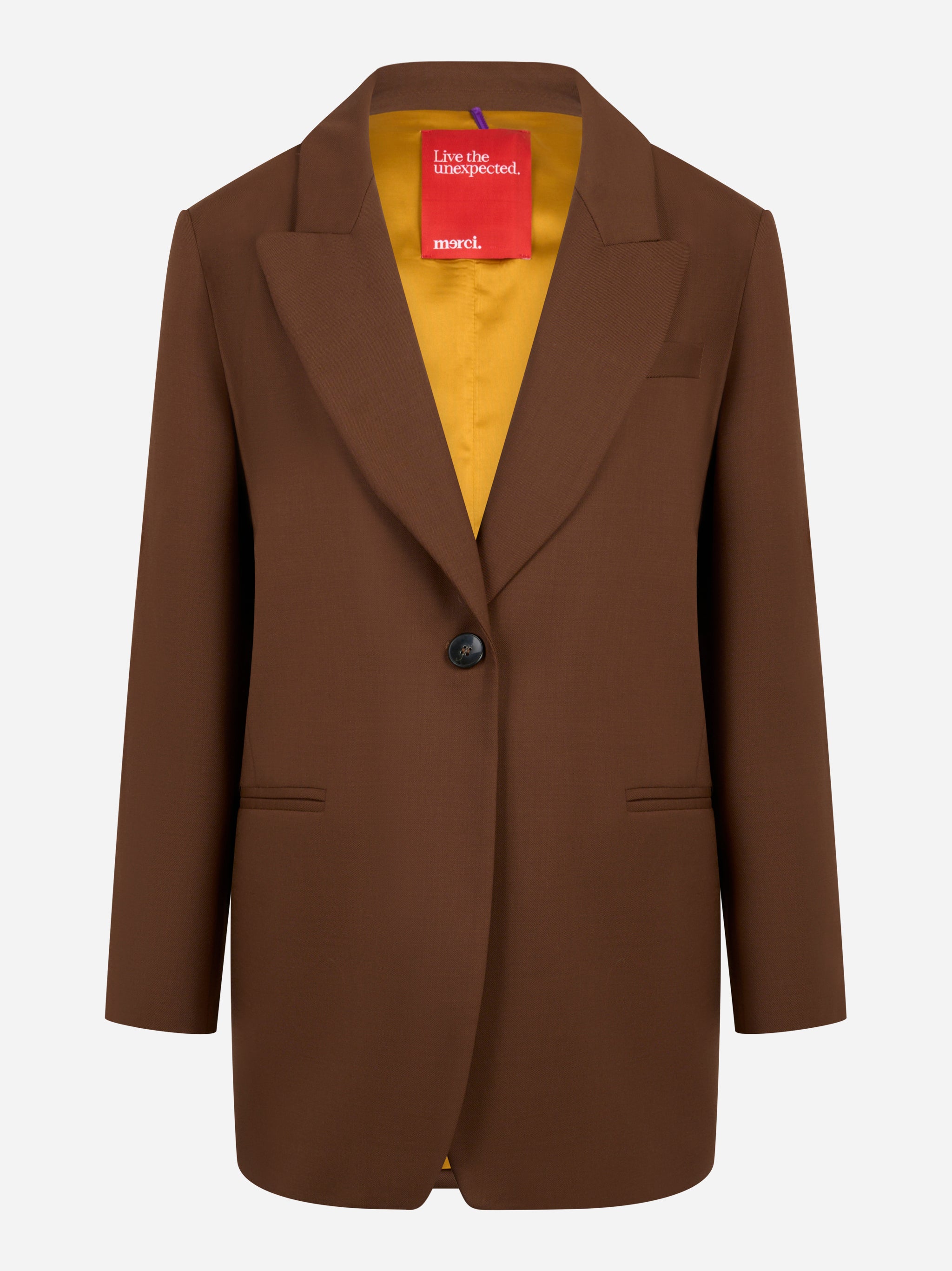 Blazer over in fresco lana stretch marrone