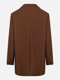 Blazer over in fresco lana stretch marrone