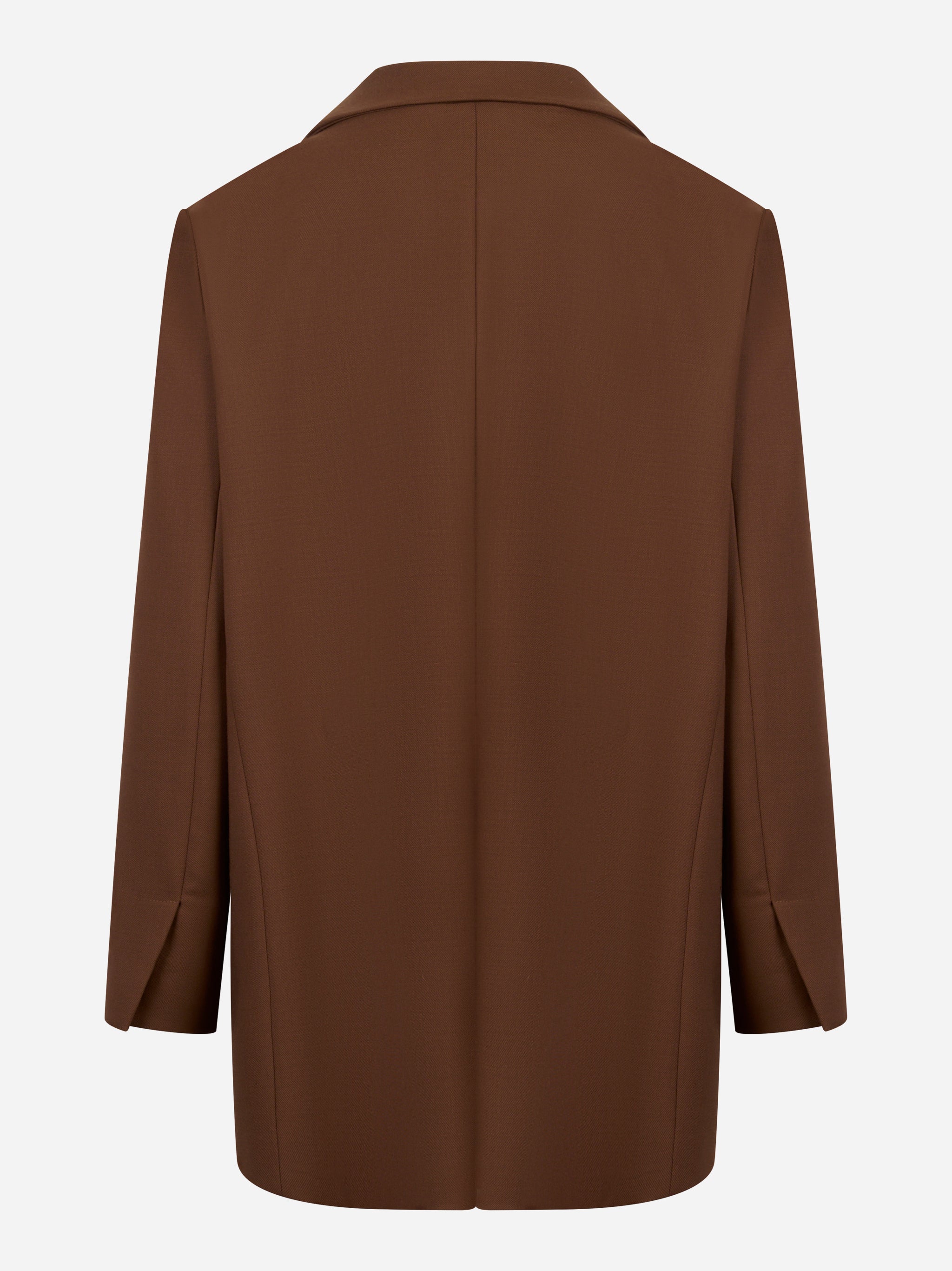 Blazer over in fresco lana stretch marrone